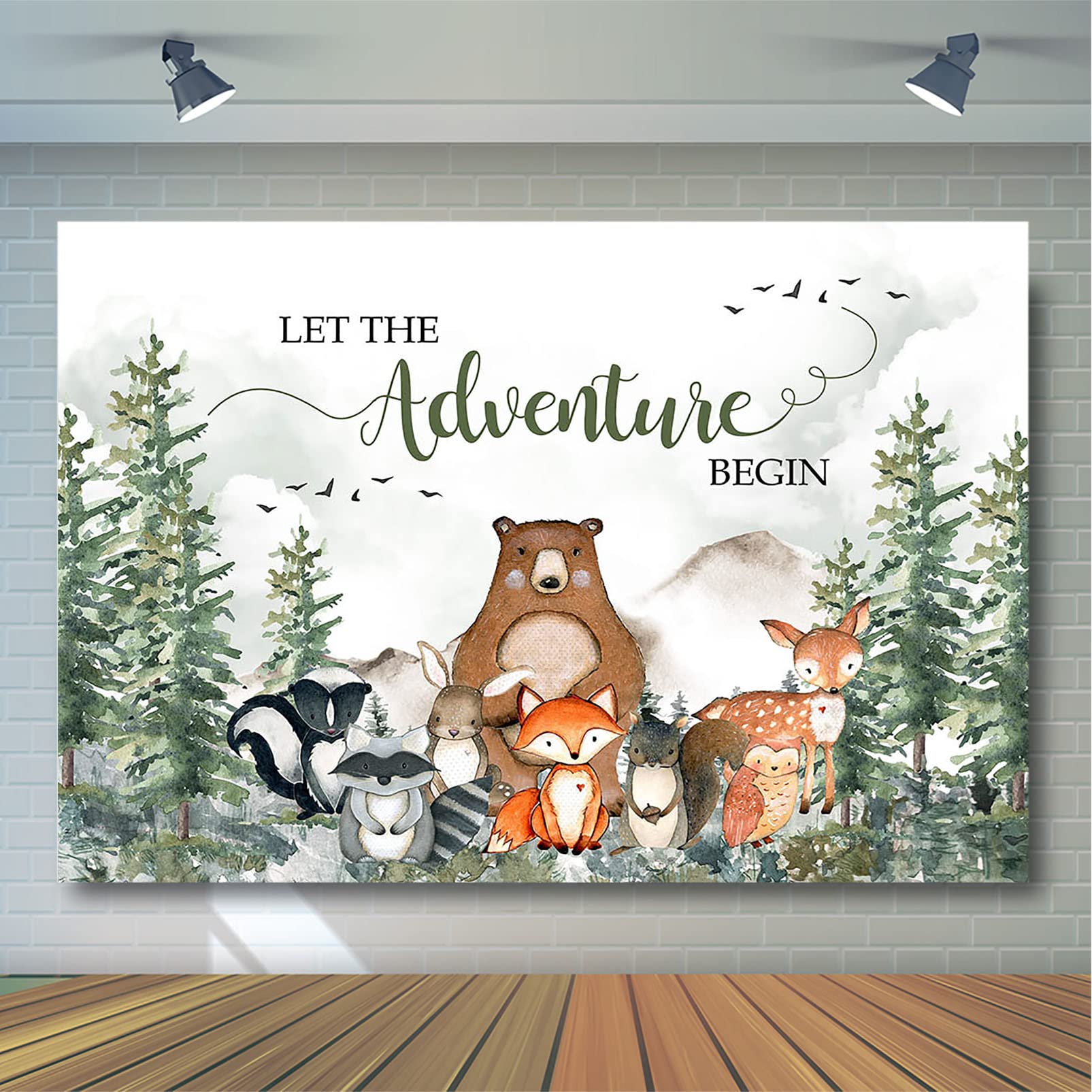 Avezano Woodland Baby Shower Backdrop Adventure Awaits Baby Shower Decoration Background Adventure Forest Mountain Wilderness Co