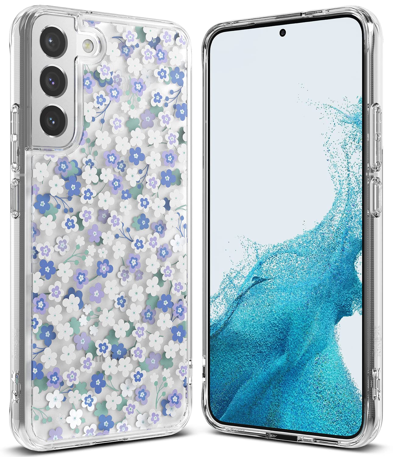 Ringke Fusion Design Compatible With Samsung Galaxy S22 Plus 5G Case (2022), Clear Hard Back With Floral Girls Women Design Prin