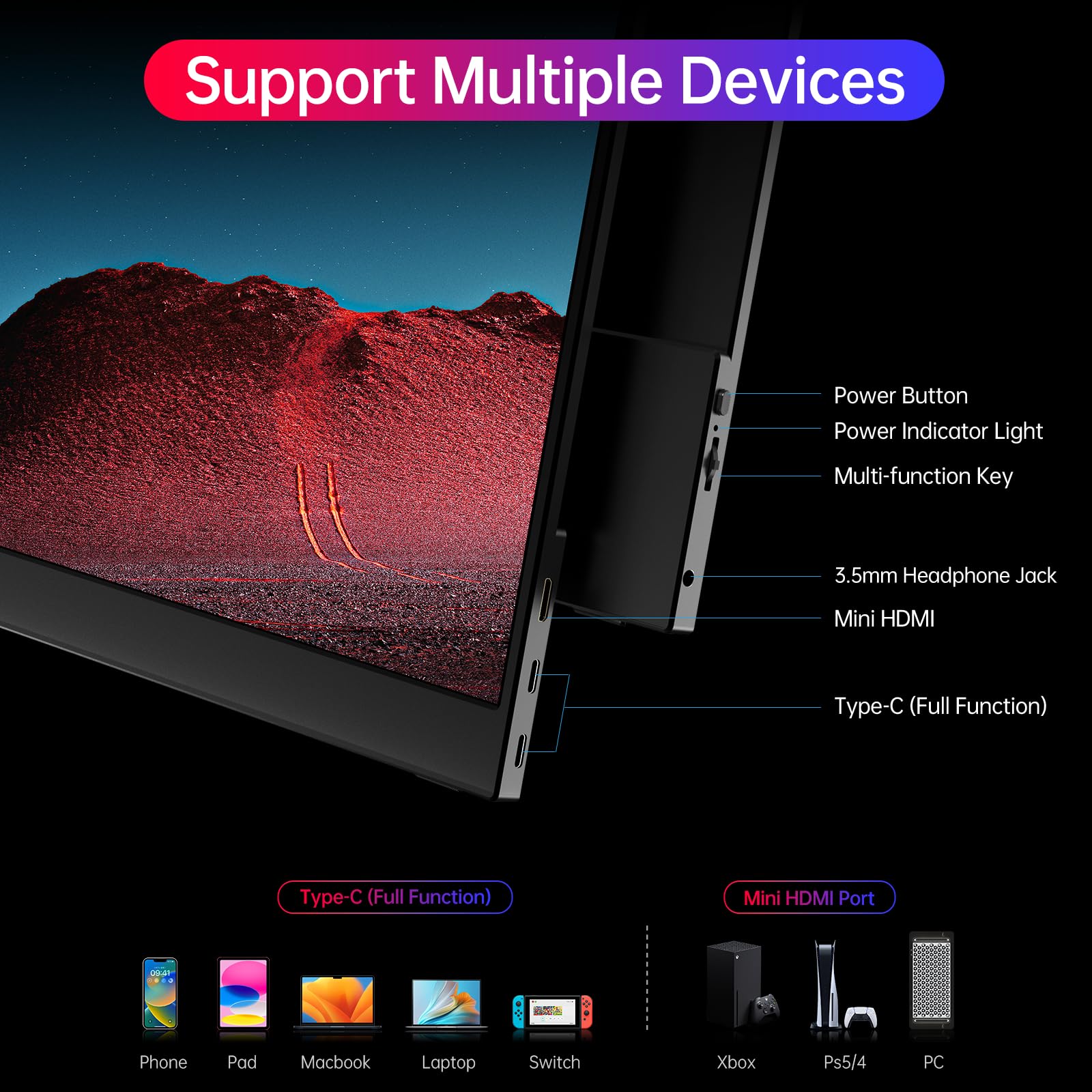 Forhelp True 4K Portable Monitor - 15.6Inch Uhd 3840  2160 100% Srgb Usb-C Hdmi External Second Monitor Portable Ips Screen Comp