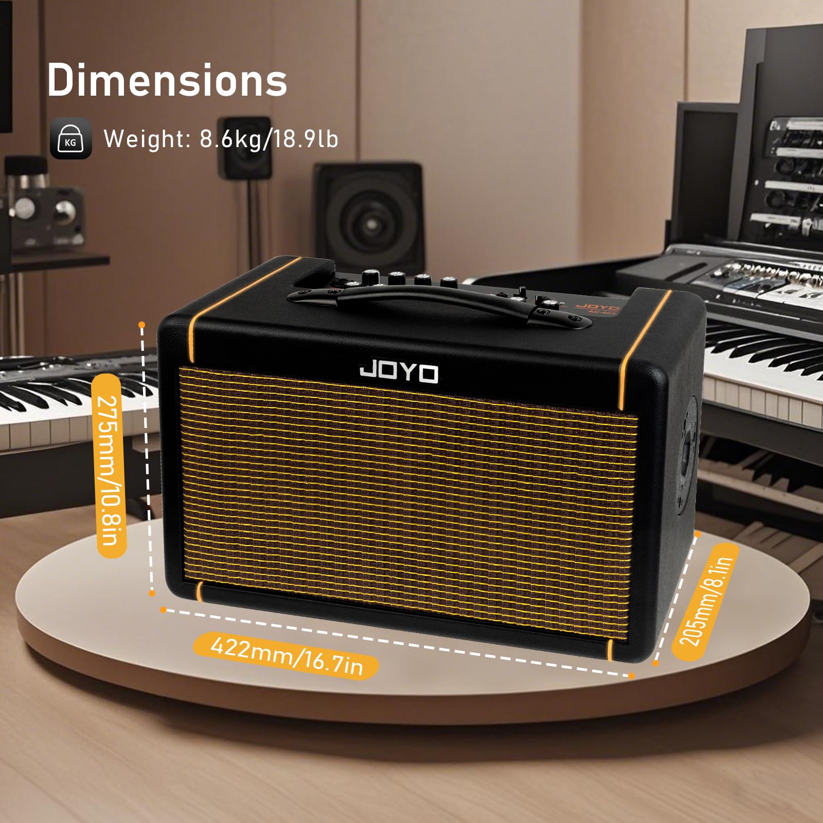 Joyo 40W Guitar Amp For Acoustic Guitar Built-In Bluetooth And Battery With Reverb Chorus Delay Effect For Outdoors And Livehous