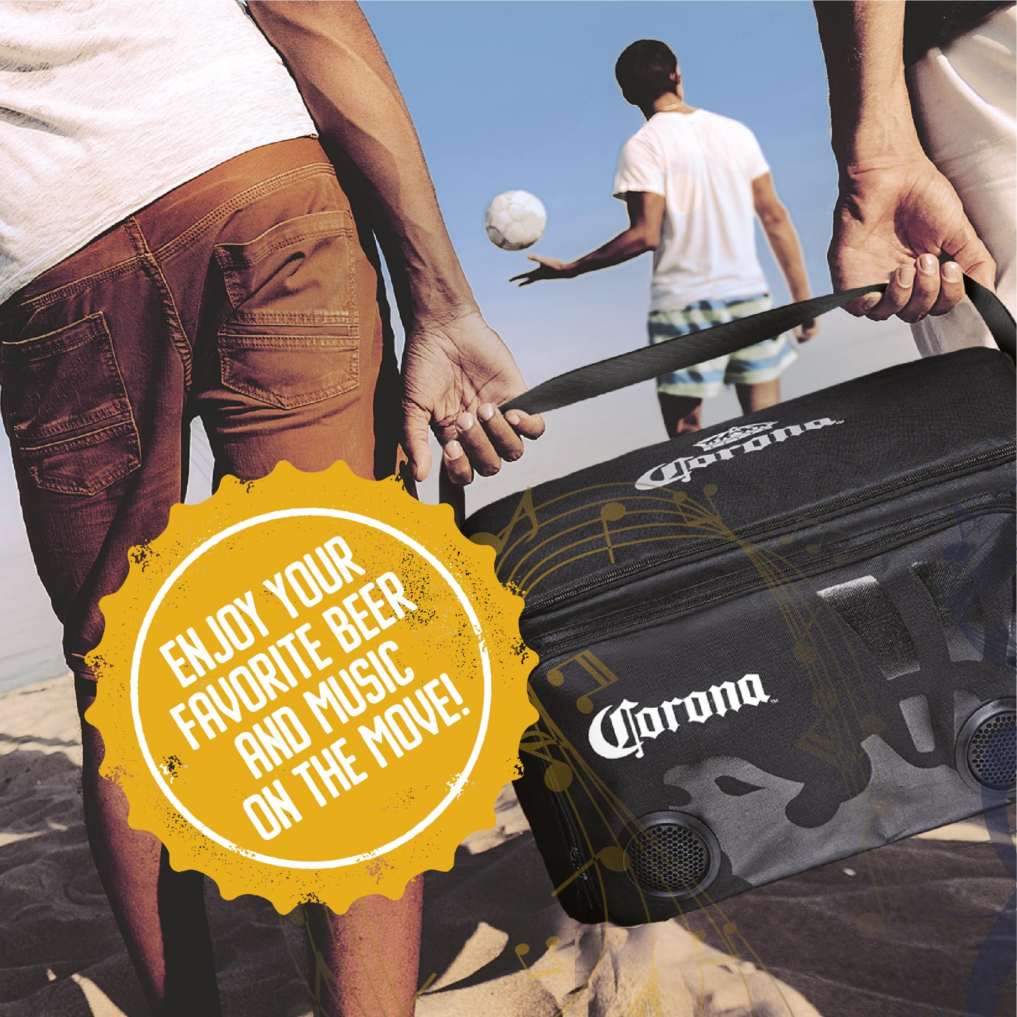 Corona Insulated Cooler With Speakers Modern Floating Cooler With Speakers Super Portable Travel Cooler Durable Speaker Cooler With Bluetooth For Parties, Festivals, Boats, And Beaches, Holds 36 Cans