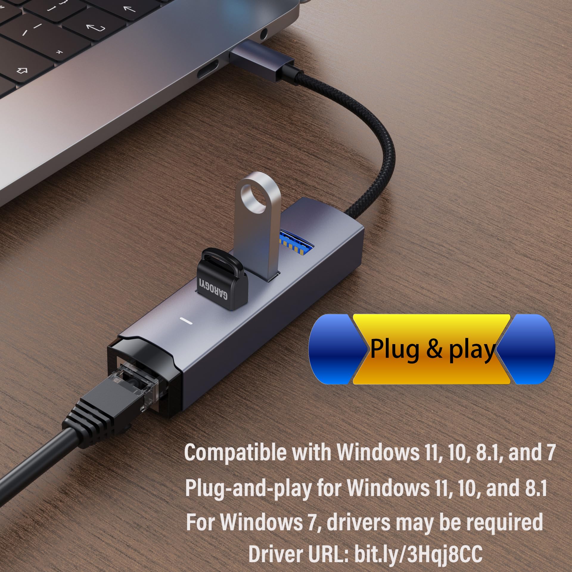 Garogyi Usb Bluetooth 5.4 Adapter For Pc Supports Windows 11/10/8.1/7,Plug & Play On Windows11/10, Mini 5.4+Edr Bluetooth Dongle
