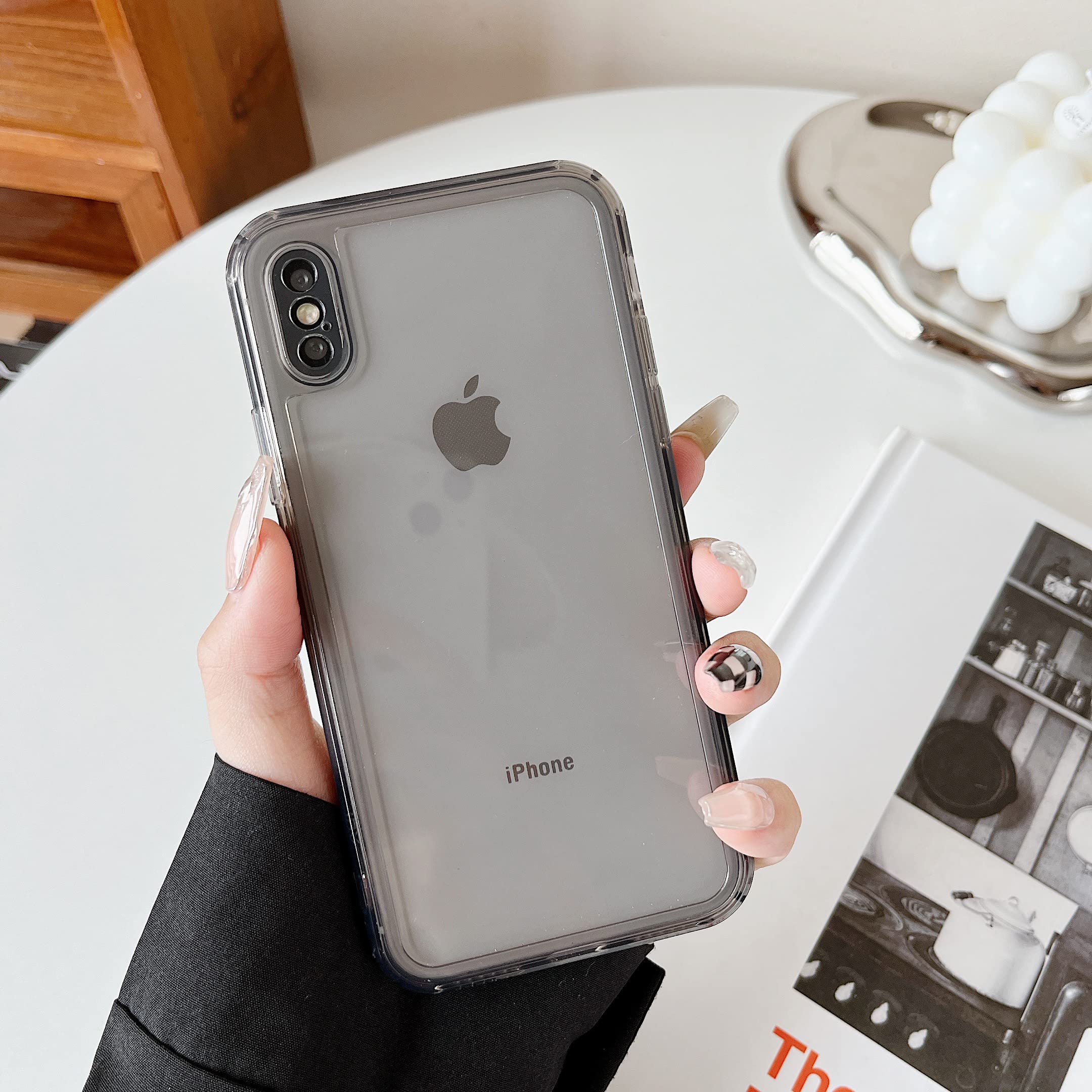 Ztofera Case For Iphone X,Clear Soft Silicone Bumper Protective Retro Color Transparent Shockproof Phone Case   Gray