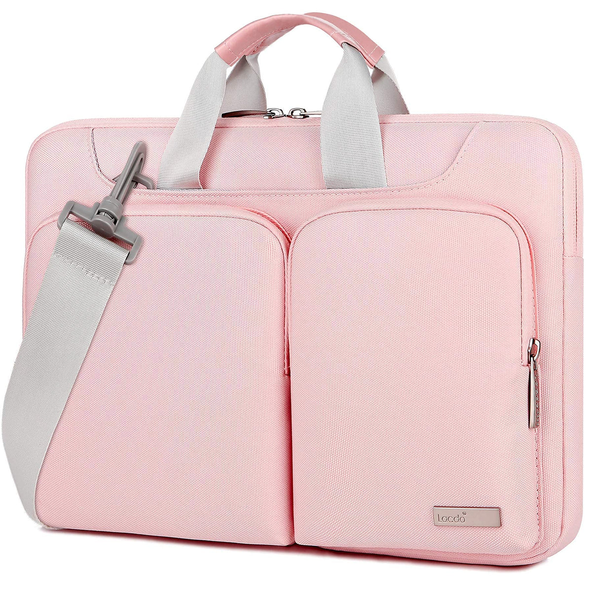 Lacdo 360° Protective Laptop Shoulder Bag, 14 inch Computer Bag for 14 inch New MacBook Pro M4/M3/M2/M1 Chips Pro Max A3112 A3401 A3185 A2918 A2992 A2779 A2442 2024-2021 Computer Messenger Bag, Pink