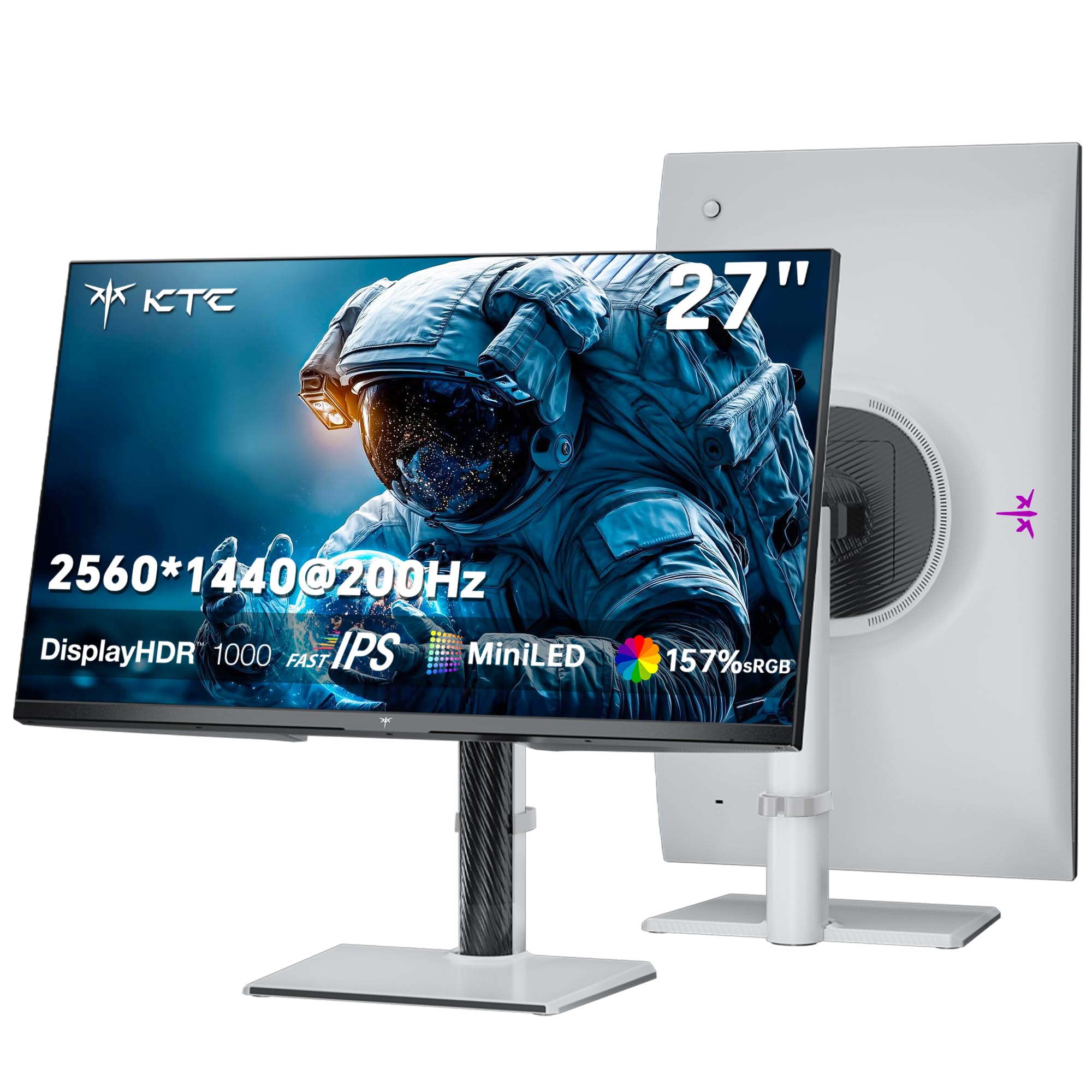 KTC M27T6S 27 Inch Gaming Monitor, 1440P Mini LED Monitor 200Hz(OC 210Hz), 157%sRGB, HDR 1000, 1ms MPRT, Adaptive Sync, HDMI DP 