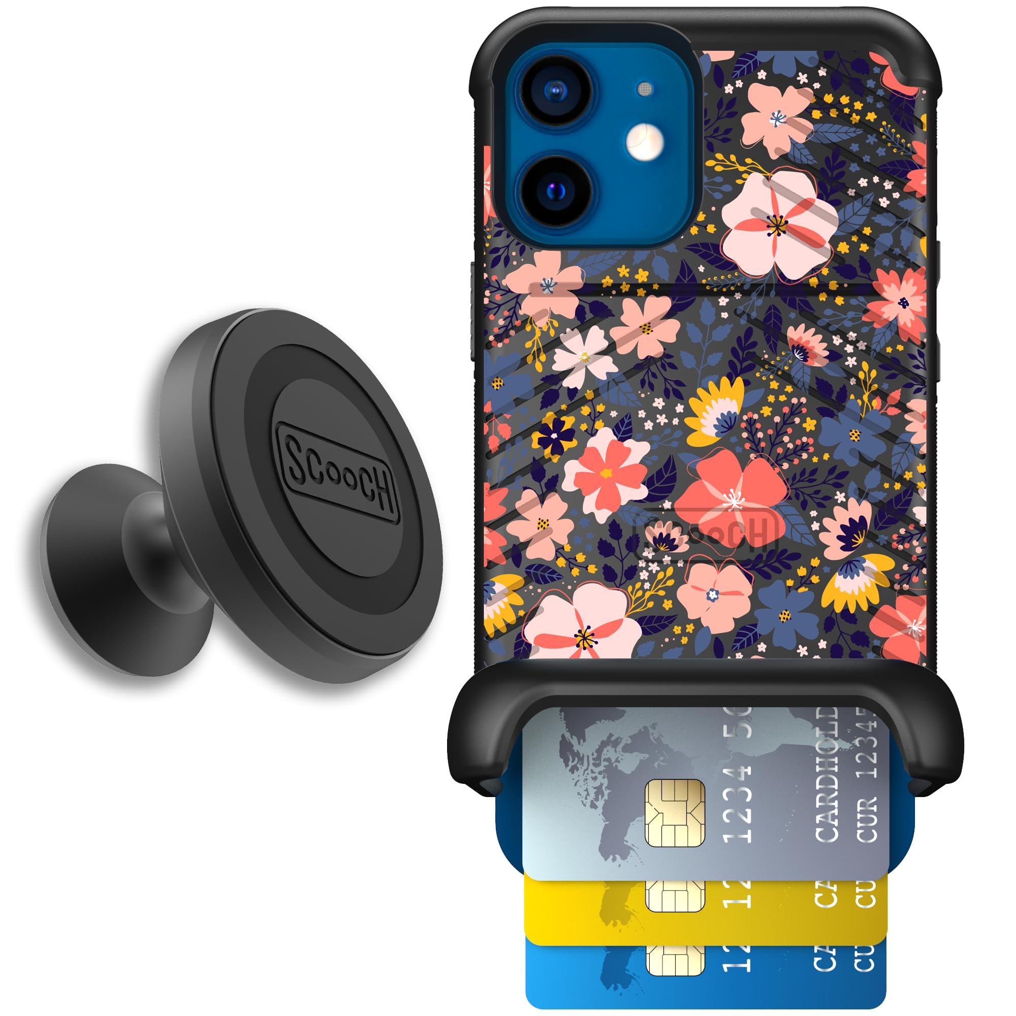 Scooch for iPhone 12 Mini Case with Card Holder, Wingmate Wallet Case with Hidden Card Slot and RFID Protection for 4 Cards, Sta