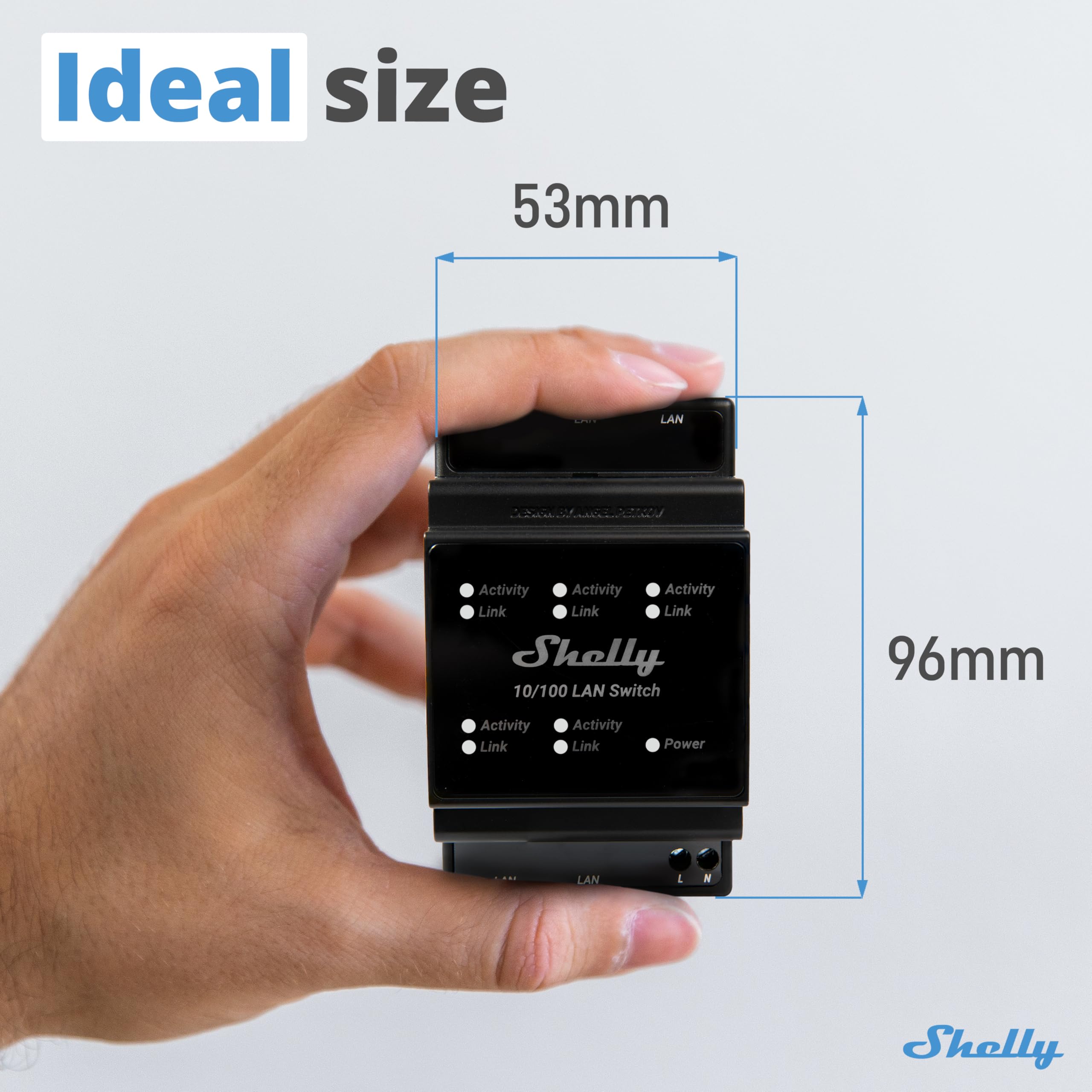 Shelly Lan Switch | 5 Port Rj45 10/100 Mbps Fast Ethernet Switch | Din Mountable | Fanless | Plug & Play | Energy Saving | Easy