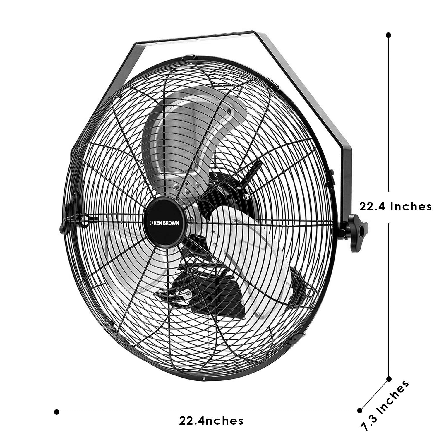 Ken Brown 30 Inch Industrial Oscillating Wall Mount Fan 9500Cfm,Heavy Duty Metal,High Velocity,2 Speed,Black