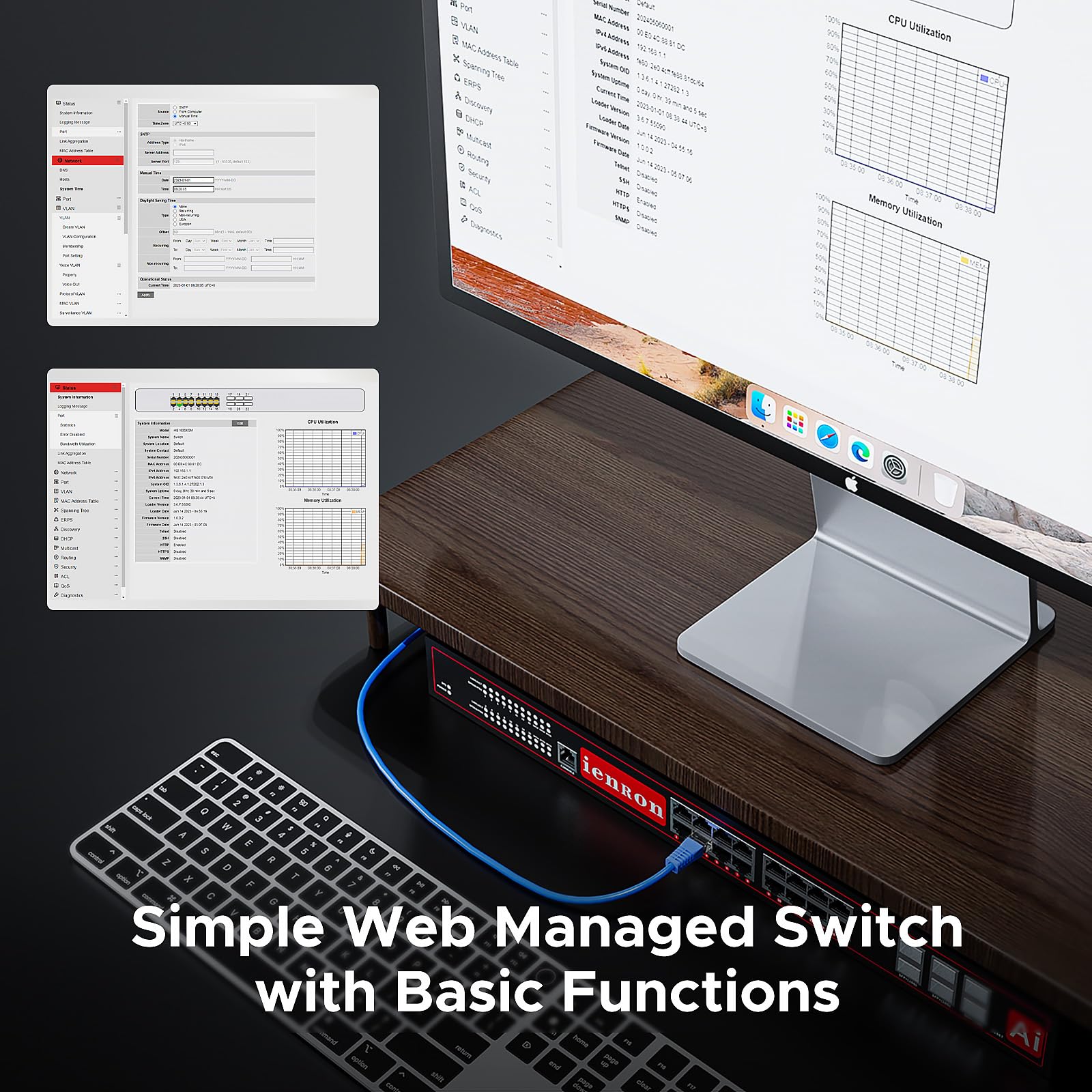 Ienron 22 Port 2.5G Managed Layer 3 Network Switch, 16 X 2.5 Gigabit Base T Ports, 6 X 10 Gigabit Sfp Switch, Ethernet Switch, S