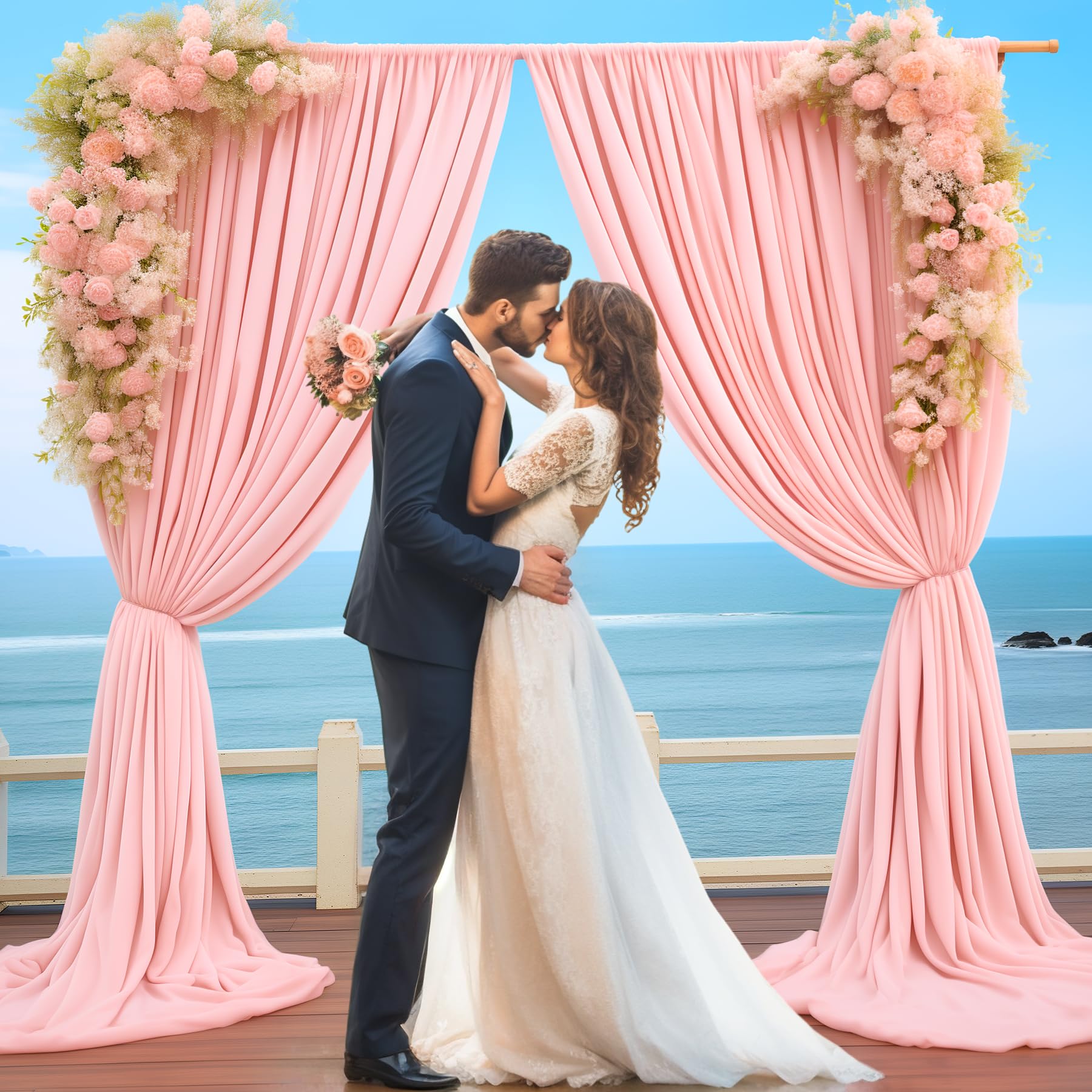 10X10 Blush Pink Backdrop Curtain For Parties Baby Shower Wrinkle Free Pink Photo Curtains Backdrop Drapes Fabric Decoration For