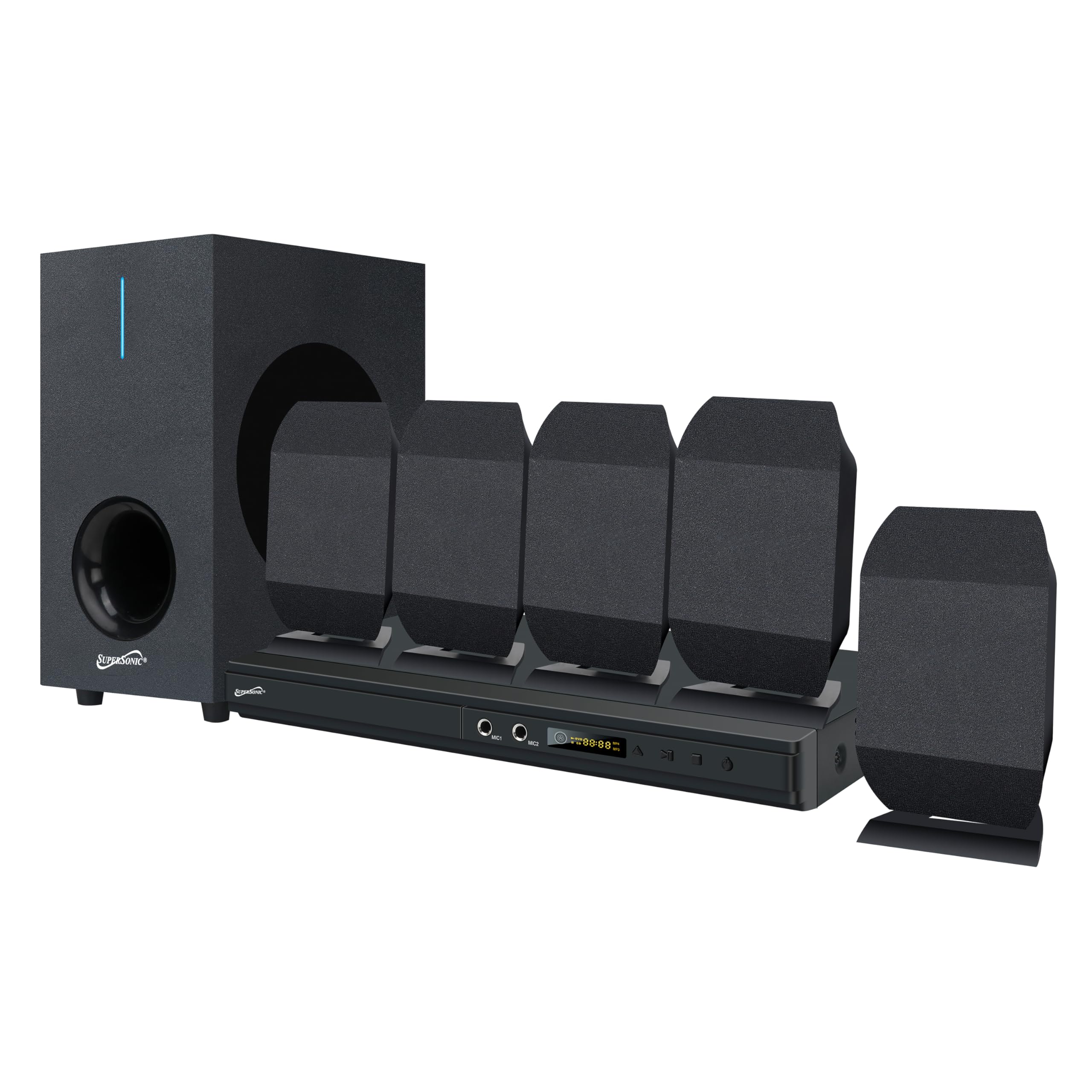 Supersonic 5.1 Channel Dvd Home Theater System With Usb Input & Karaoke Function, Home Theater Systems   Black (Sc 38Ht)