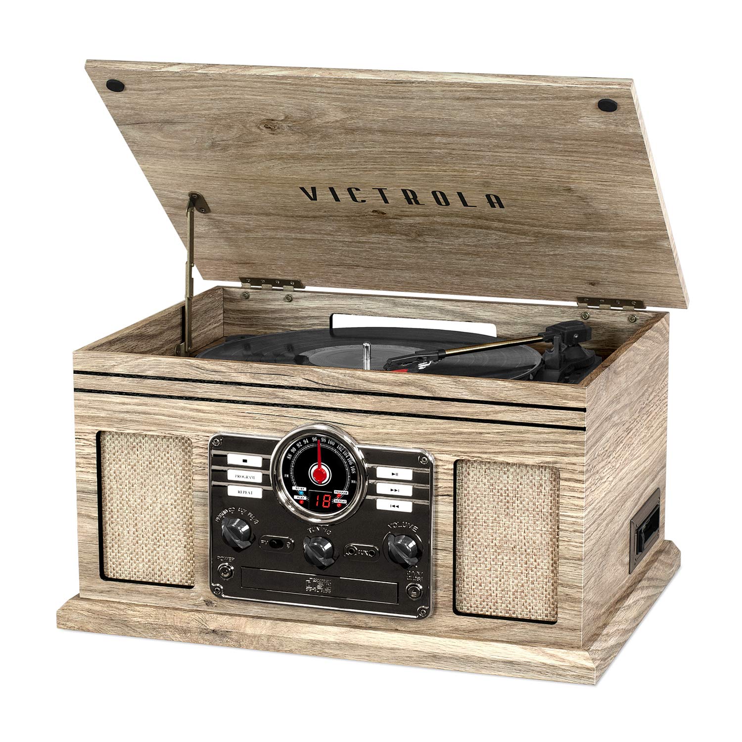 Victrola Nostalgic 6in1 Bluetooth Record Player & Multimedia Center with Builtin Speakers  3Speed Turntable, CD & Cassette 