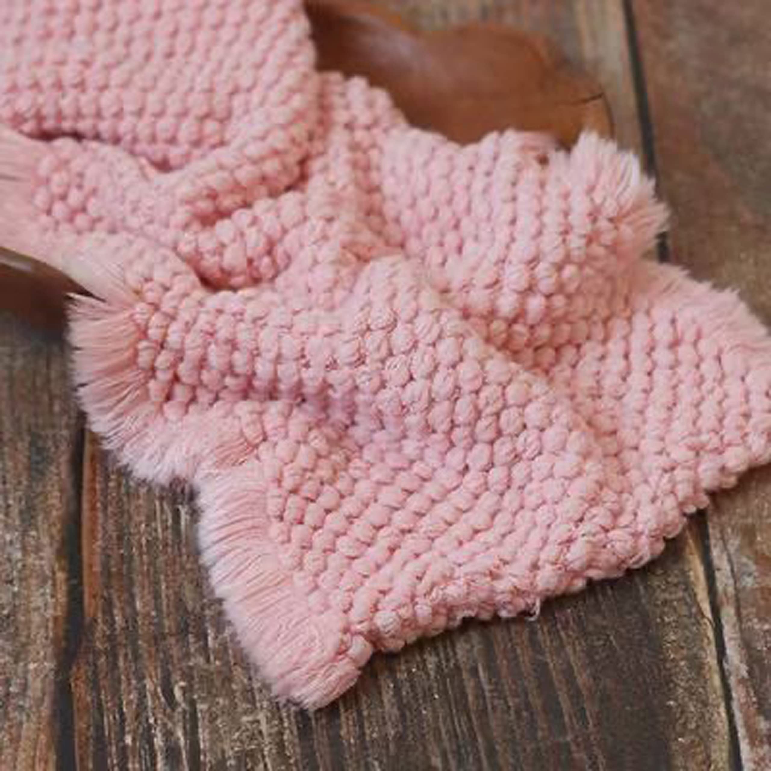 Zeroest Baby Photography Props Basket Braid Wool Wrap Newborn Photo Shoot Baskets Filler Posing Stuffer Background Blanket (Pink