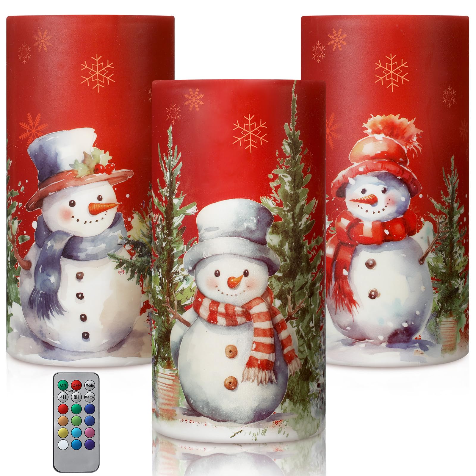 ROCEEI 3 Pcs Winter LED Candles Black and White Candles Checkered Flameless Candle Battery Operated Winter Flickering Real Wax D