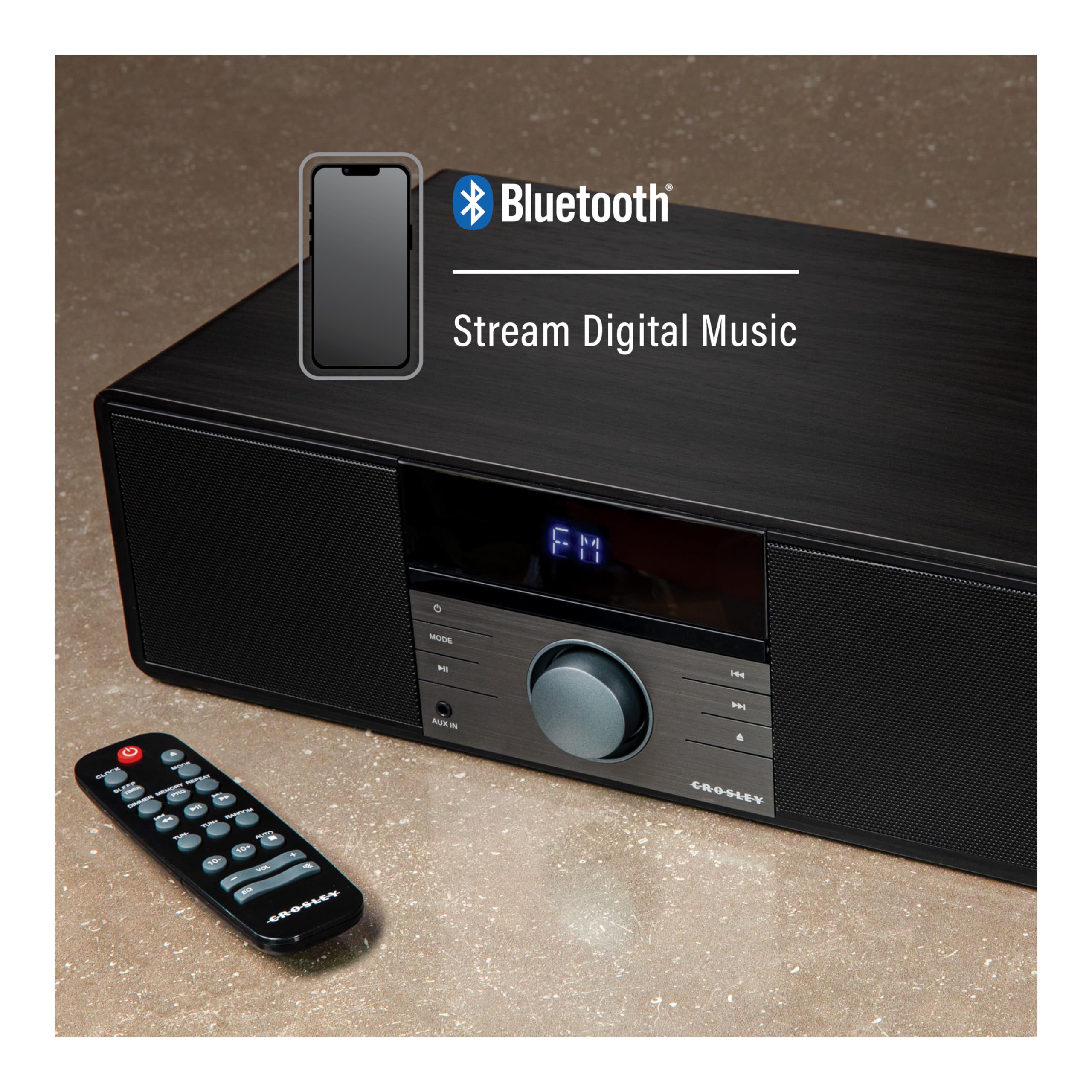 Crosley Cr3502A Bk Metro Bluetooth Fm Clock Radio And Cd Player, Black