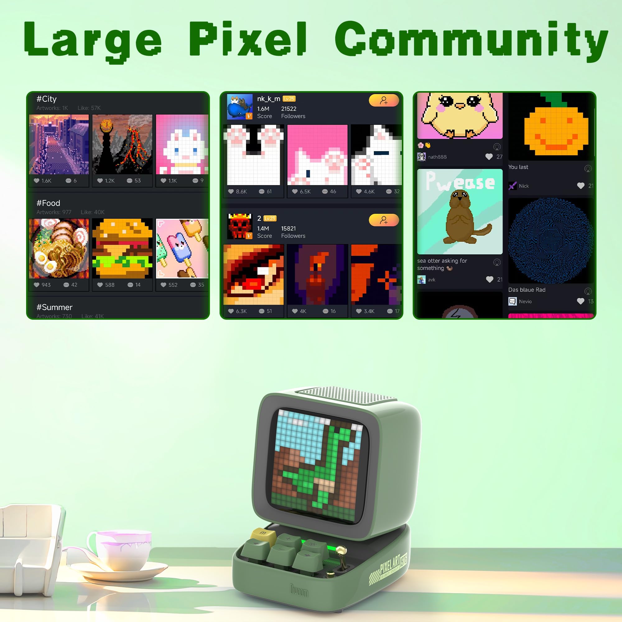 Divoom DitooPro Pixel Art Bluetooth Speaker with LED Display Plastic Green