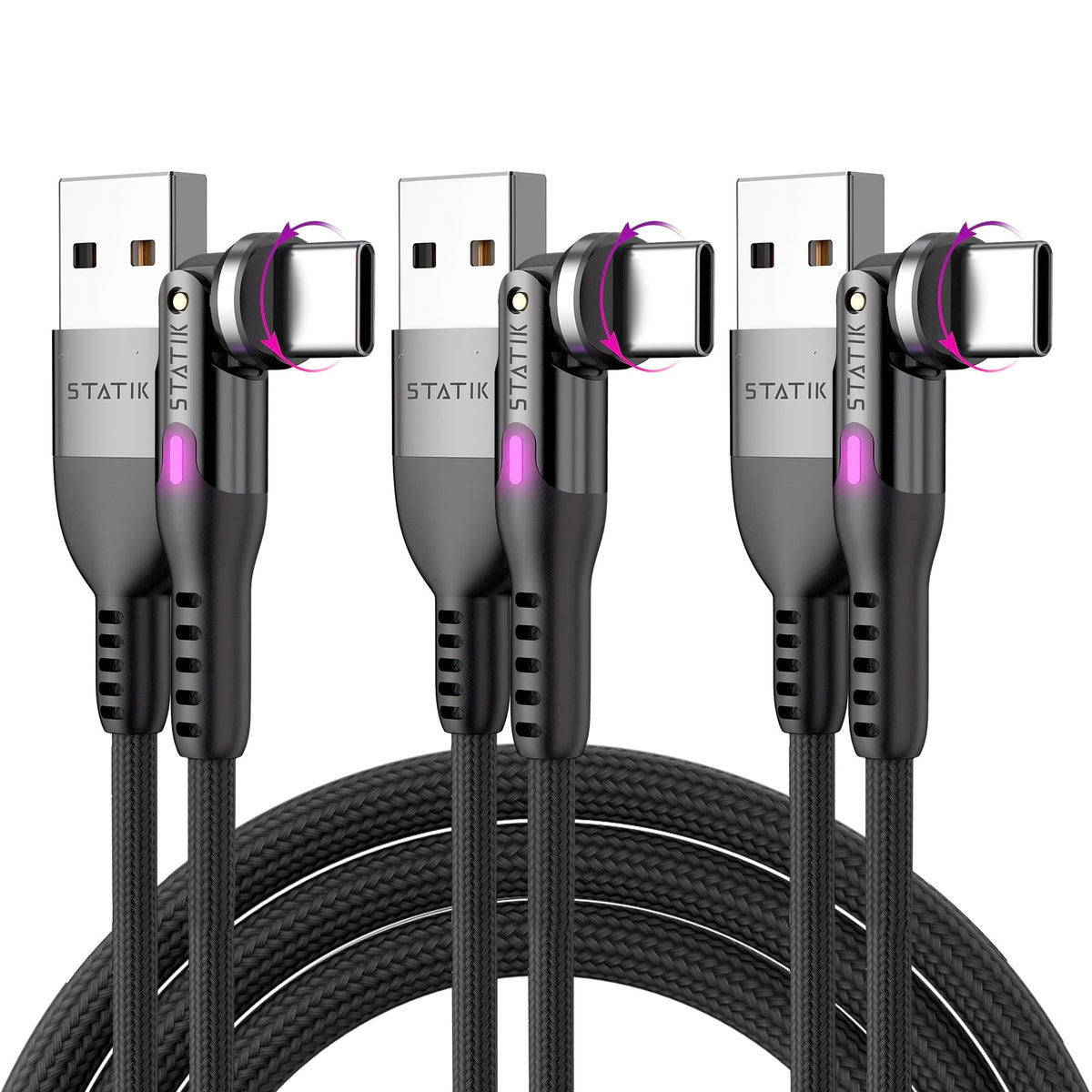 Statik Powerpivot 12W Usb To Usb C Cable, Right Angle Cable With 360 Rotating Head, Usb To C Cable, Data Transfer Usb Charger Co