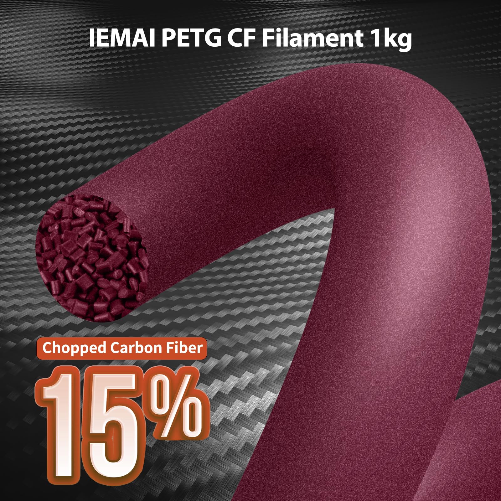 Iemai Carbon Fiber Petg Filament, Matte Red 3D Printer Filament, Carbon Fiber Filament 1.75Mm 1Kg(2.2Lbs) Spool, Dimensional Acc