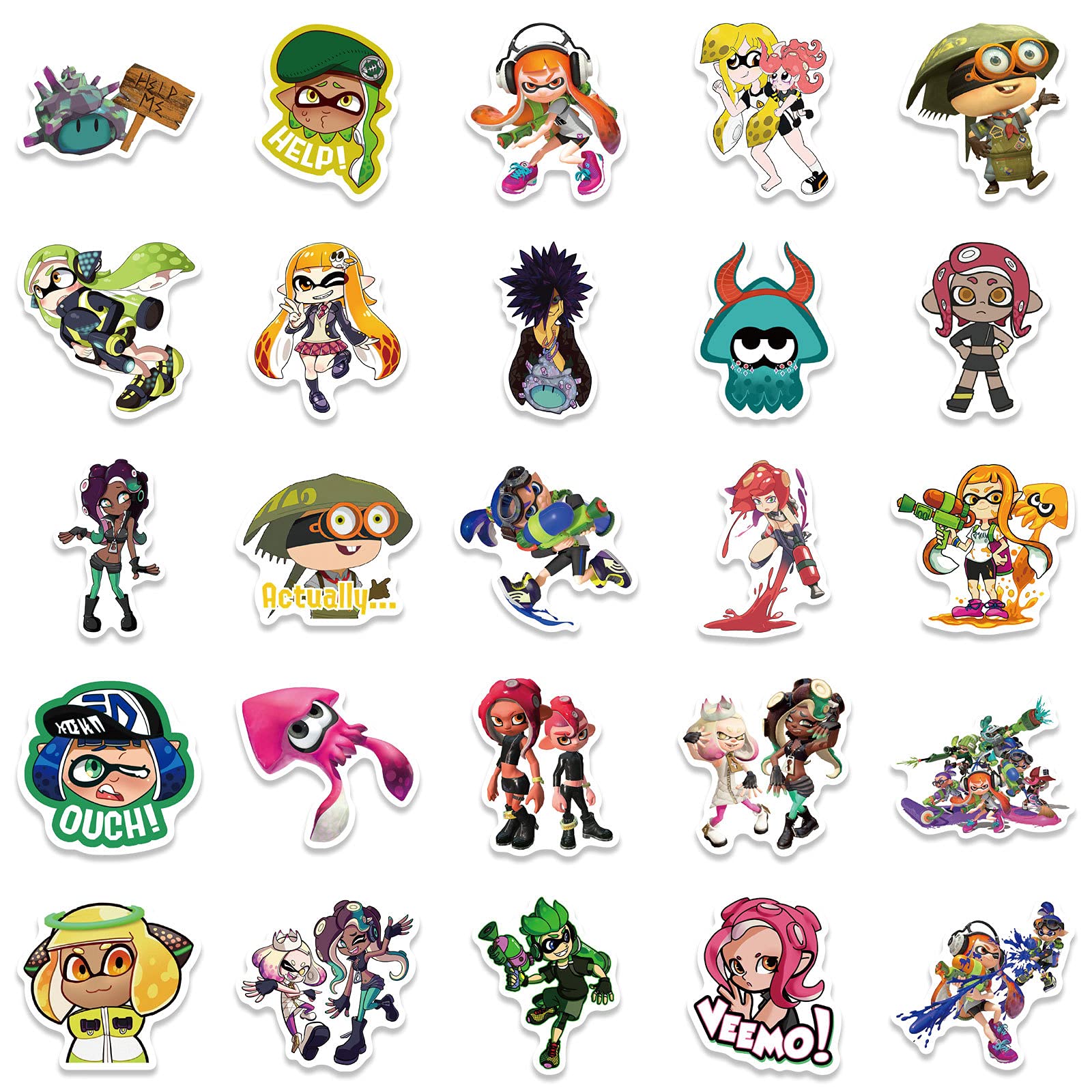 Splatoon Stickers For Teen Kids Water Bottle, 50Pcs Cool Shooting Games Decal For Laptop Bike Guitar Luggage Phone Computer Skat