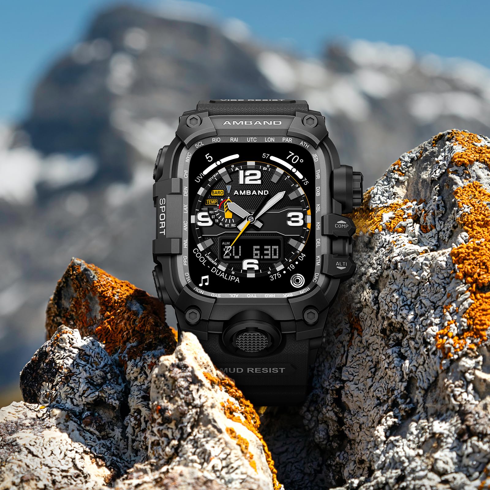 Amband M3 Rugged Case With Band Designed For Apple Watch Series 9/8/7 45Mm   Black