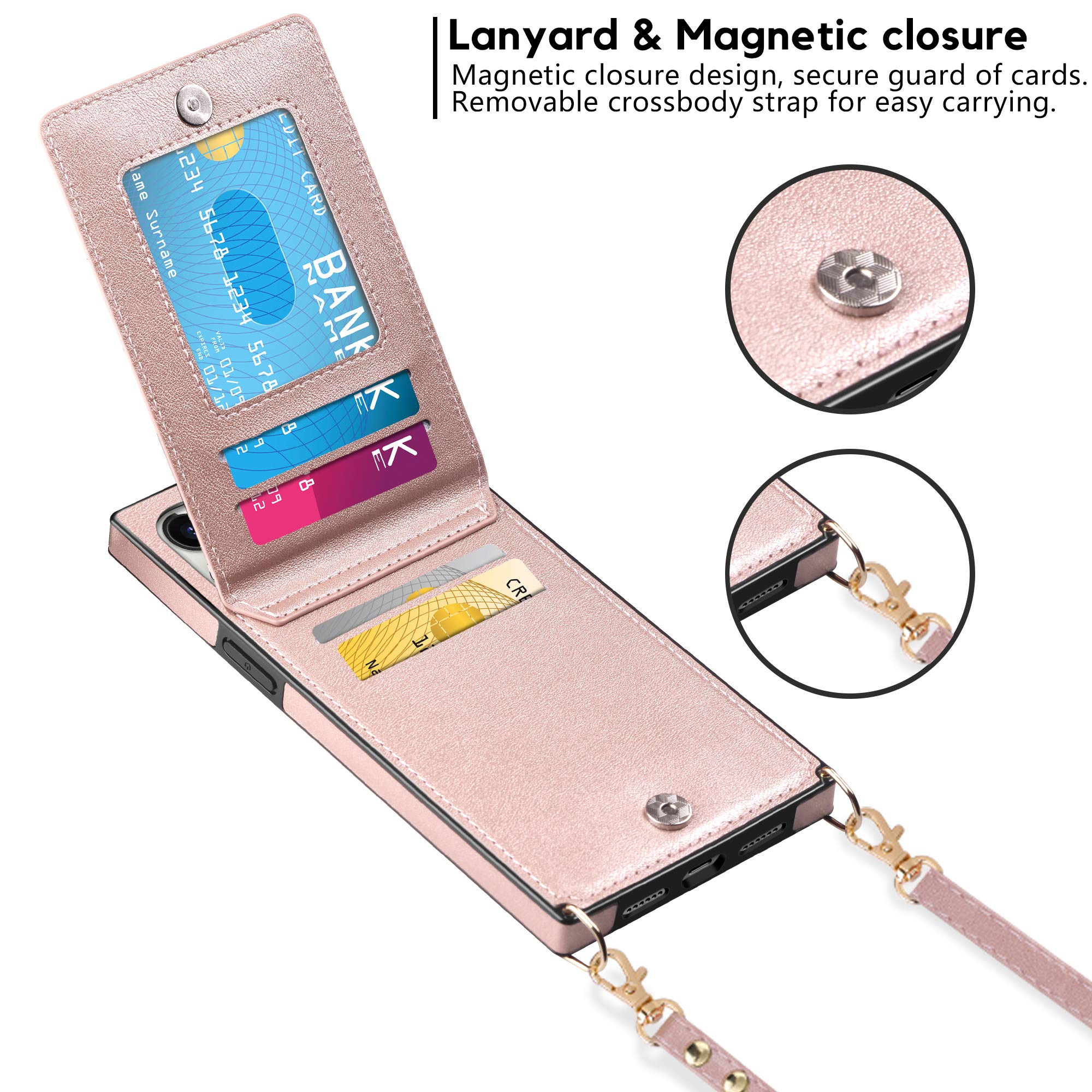 Vofolen For Iphone 11 Wallet Case With Card Holder Crossbody Lanyard Strap Leather Case Wallet With Magnetic Clasp Kickstand Hea