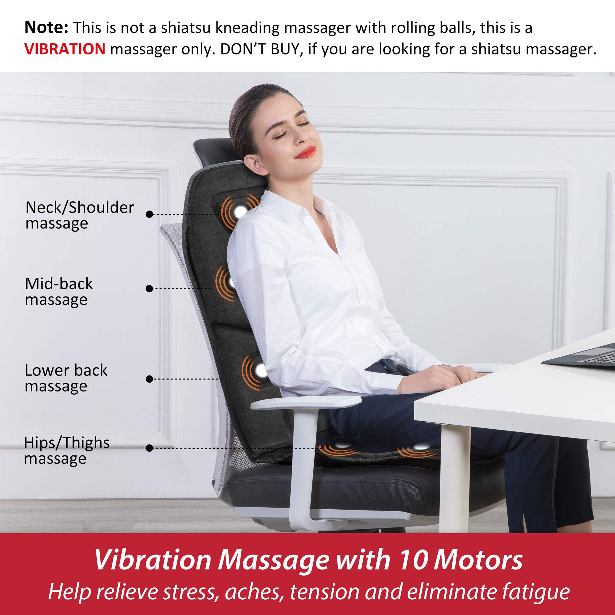 Comfier Massage Seat Cushion With Heat   10 Vibration Motors Seat Warmer, Back Massager For Chair, Massage Chair Pad For Back Id
