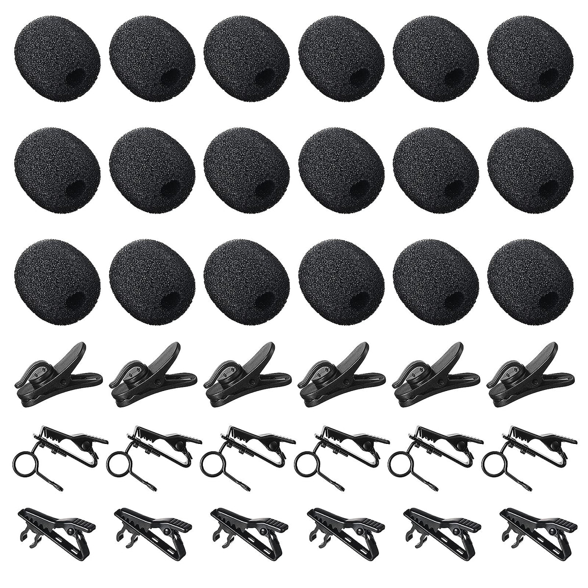 36 Pieces Lapel Mic Clips Sponge Cover Kit 18 Pieces Mental Lavalier Microphone Clip Plastic Lavalier Wire Clips 18 Pieces Foam 