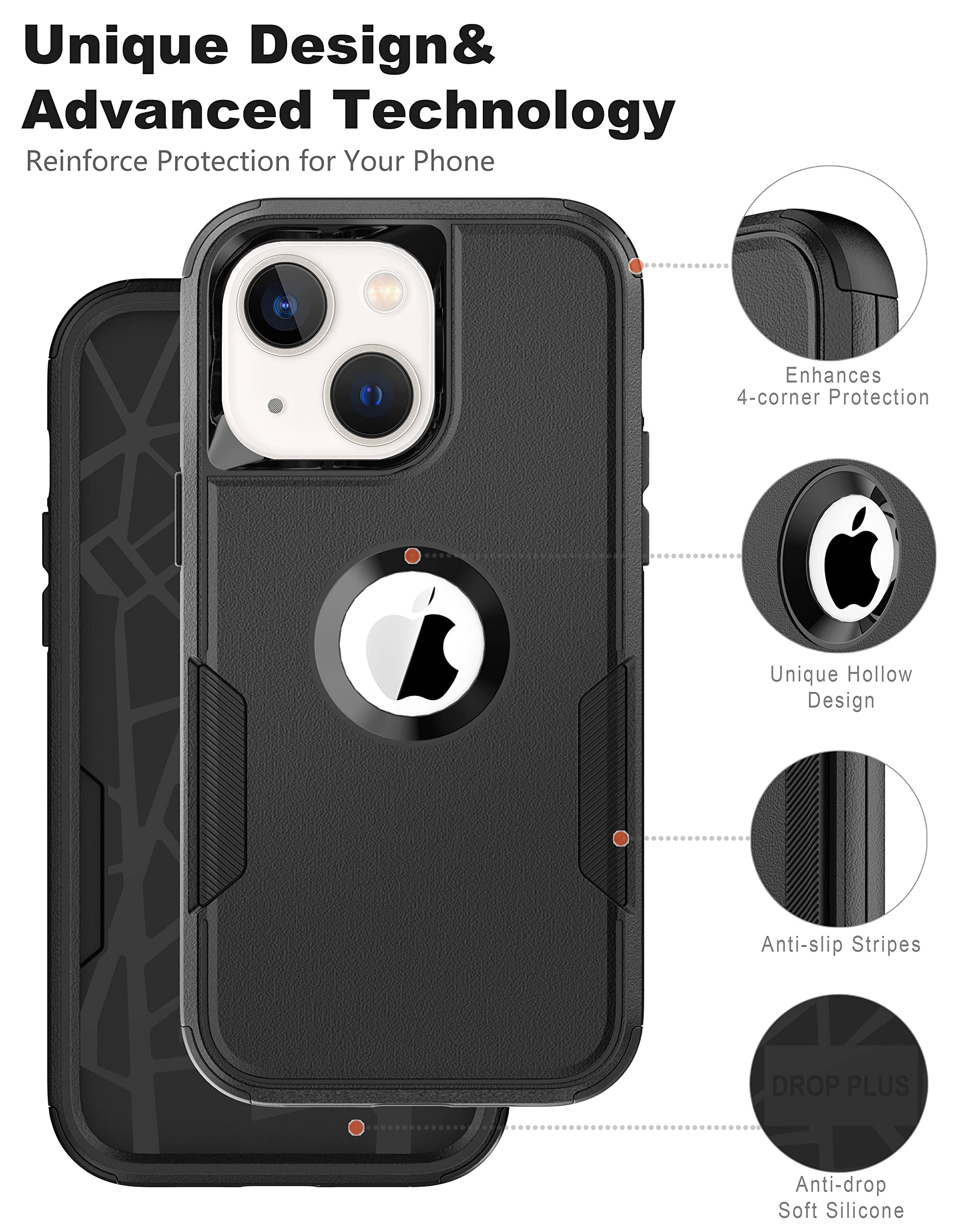 RonShieh Defender Heavy Duty Phone Case for iPhone 14 6.1 inch with Holster Belt Clip Rugged Shockproof