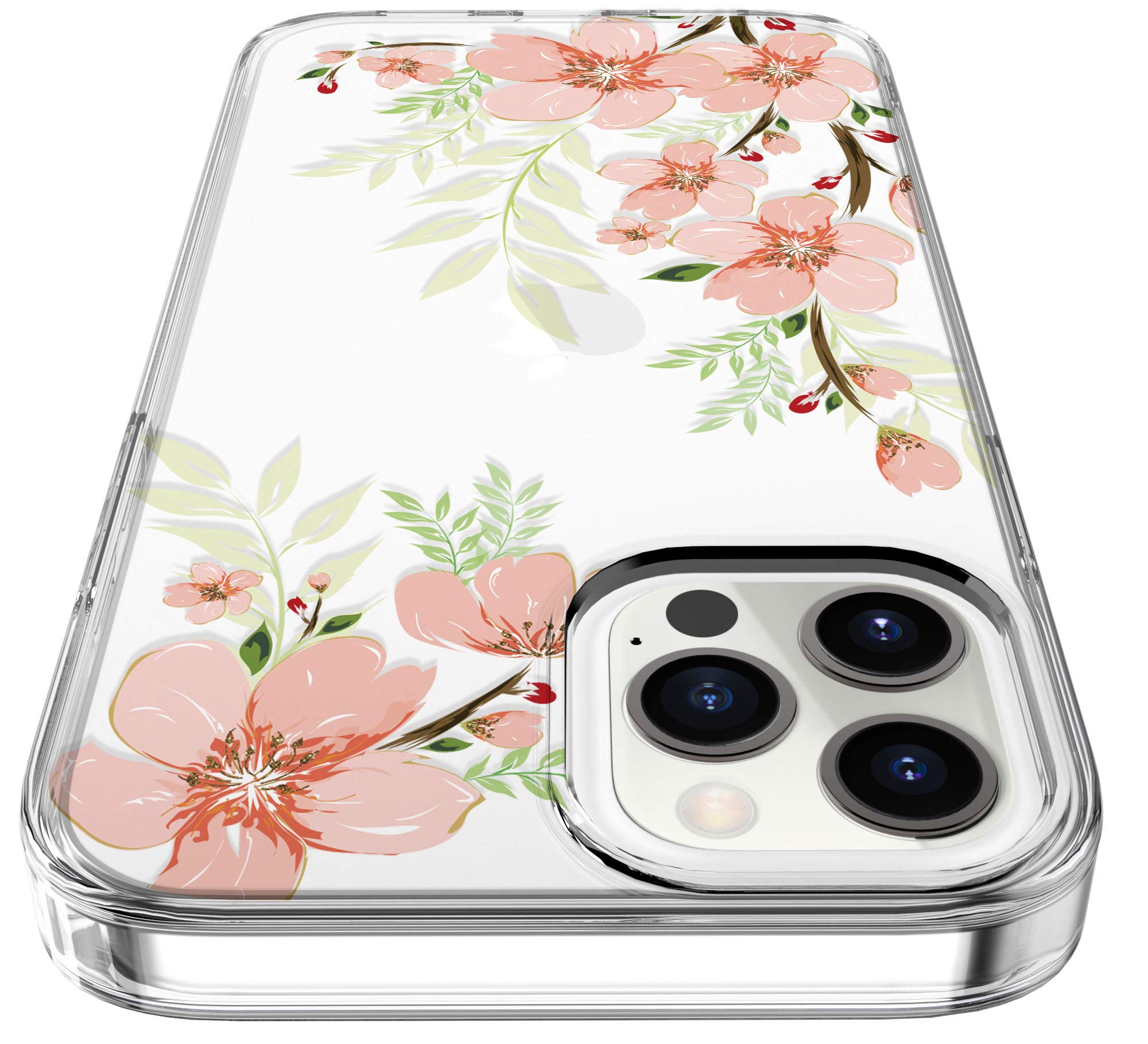 Baisrke Compatible With Iphone 12 Case,Iphone 12 Pro Case With Flowers,For Girly Women,Shockproof Floral Pattern Hard Back Cover