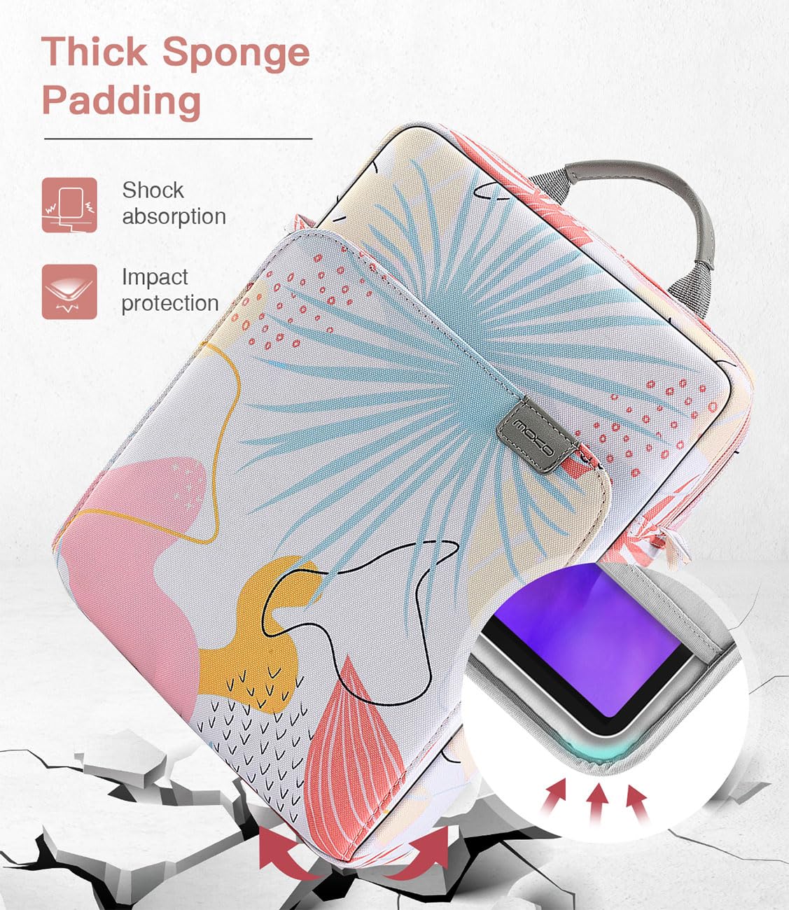 MoKo 9 11 Inch Tablet Sleeve Bag Handle Carrying Case with Shoulder Strap Fits New 11 inch iPad Pro M4/iPad Air M2, iPad 10th 10.9, iPad 9/8/7th 10.2, iPad Air 5/4th 10.9, Tab S8/S9 11, Tropical Leaf