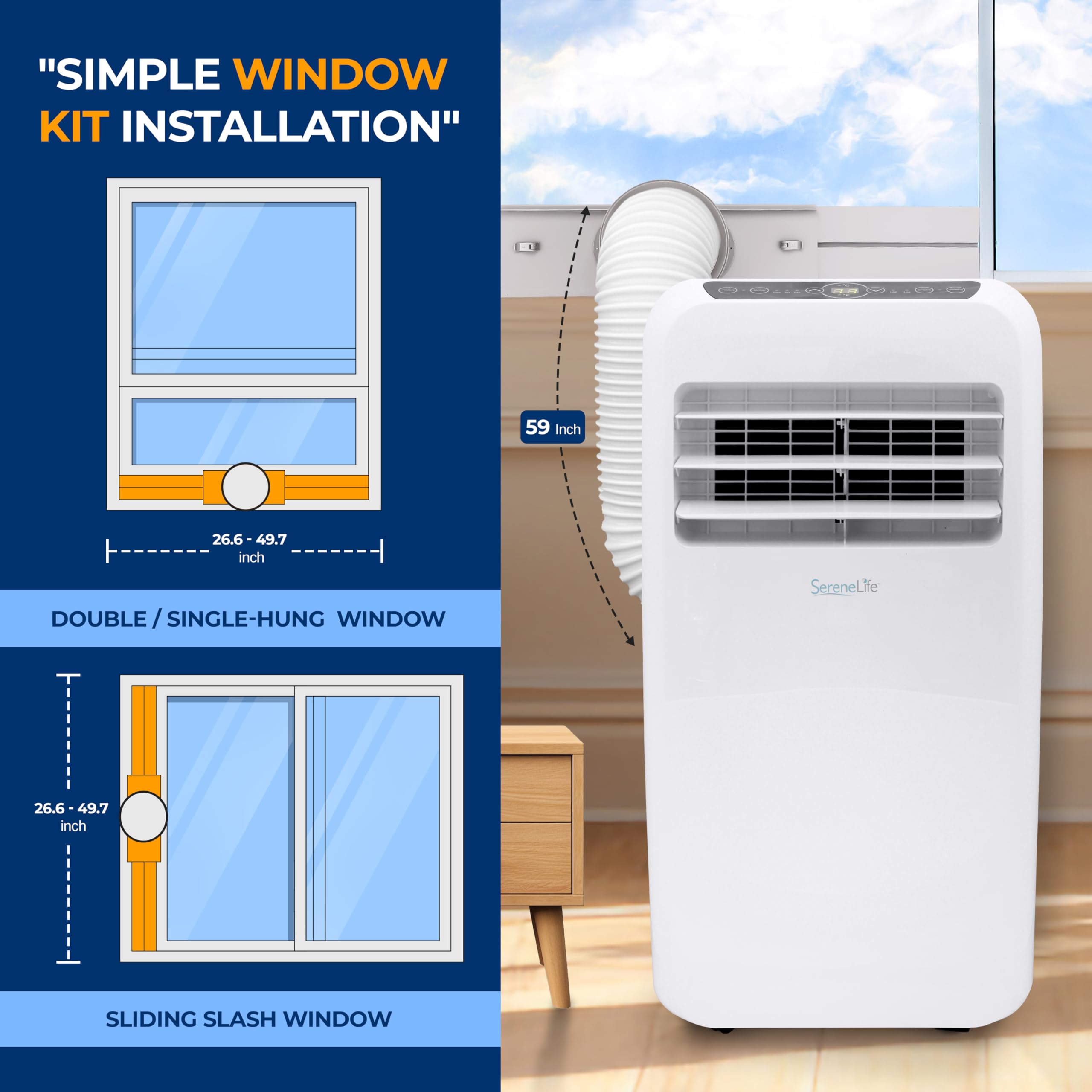Serenelife Small Air Conditioner Portable 12,000 Btu With Built In Dehumidifier + Heat   Portable Ac Unit For Rooms Up To 550 Sq