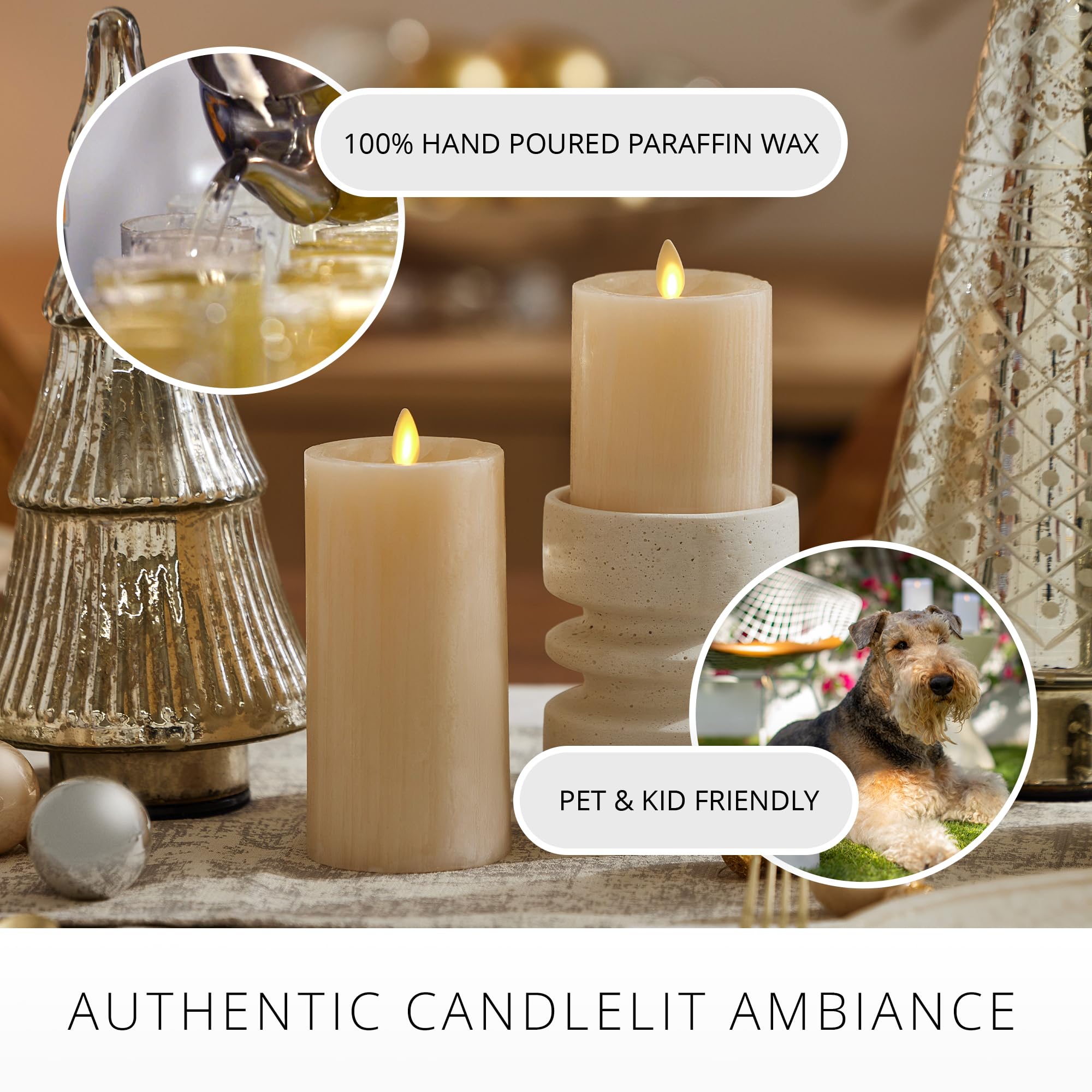 Luminara Selenite Looking Flameless Candle, White Swan 3'' X 4.5'', Battery Operated Real Wax Moving Flame Led Pillar W/Timer, H