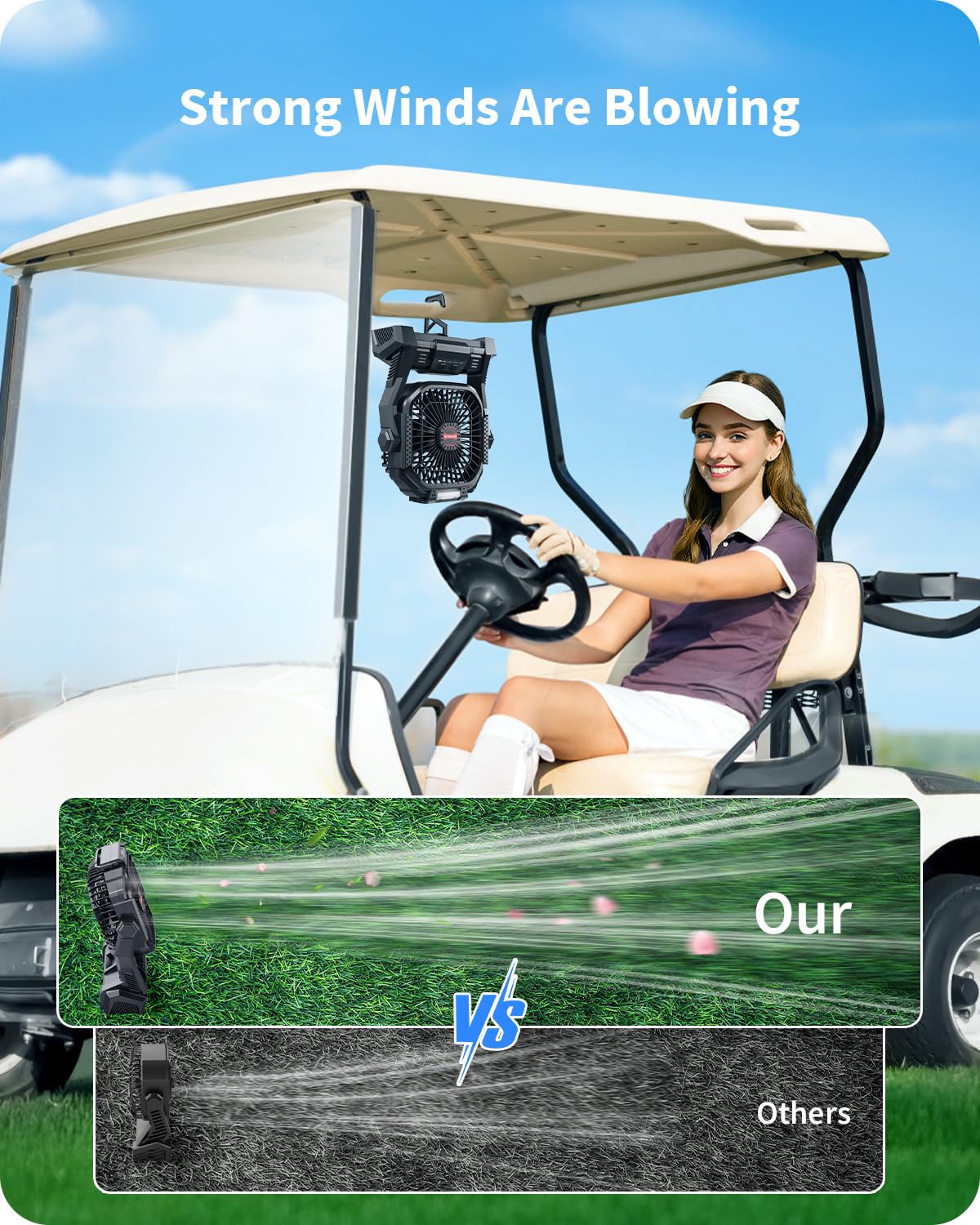 Gamfeiny Portable Battery Operated Fan, 20000Mah Rechargeable Camping Fan With Led Lantern, Hang Hook, Camping Gear For Travel,