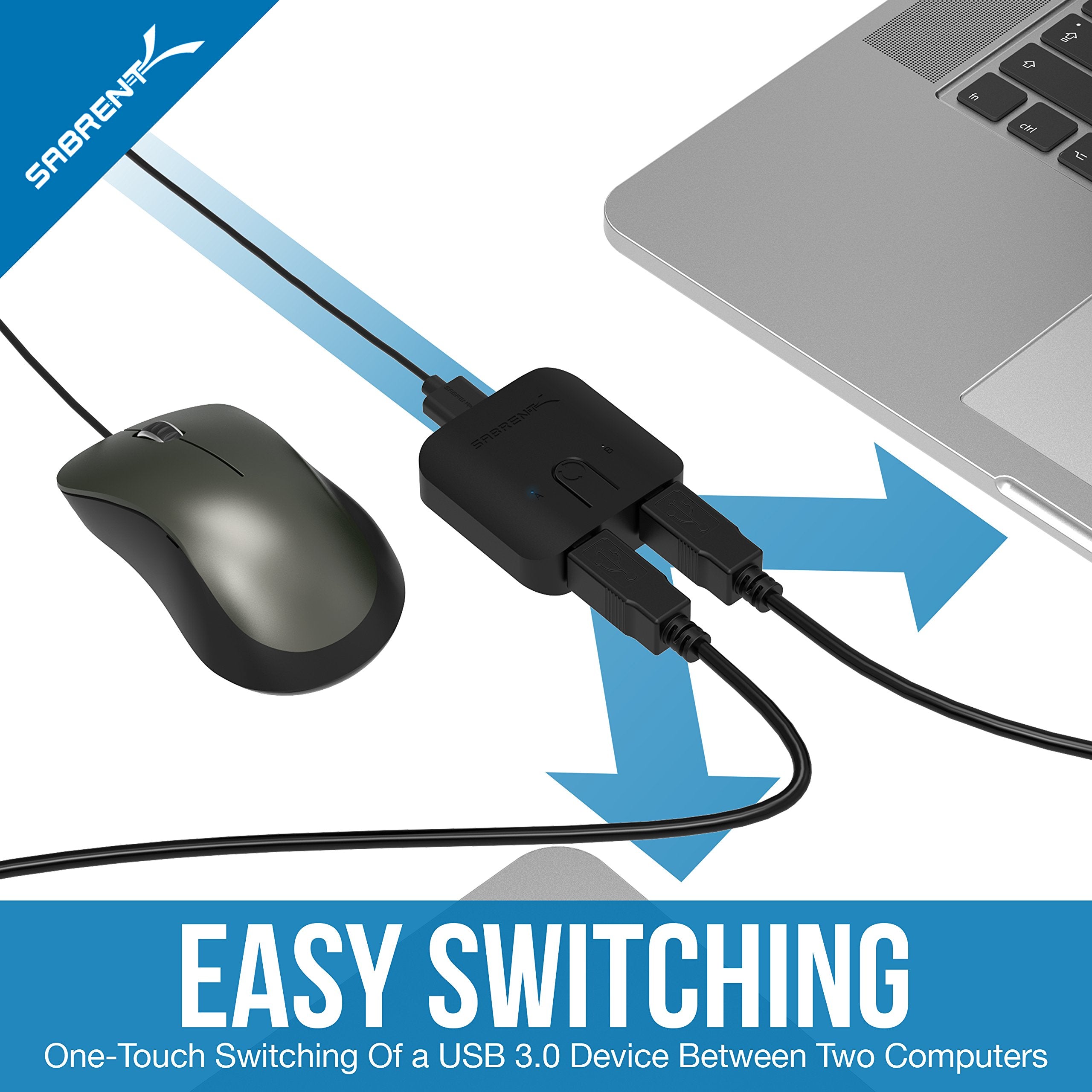 Sabrent Usb 3.0 Sharing Switch For Multiple Computers And Peripherals Led Device Indicators (Usb Sw30) Black