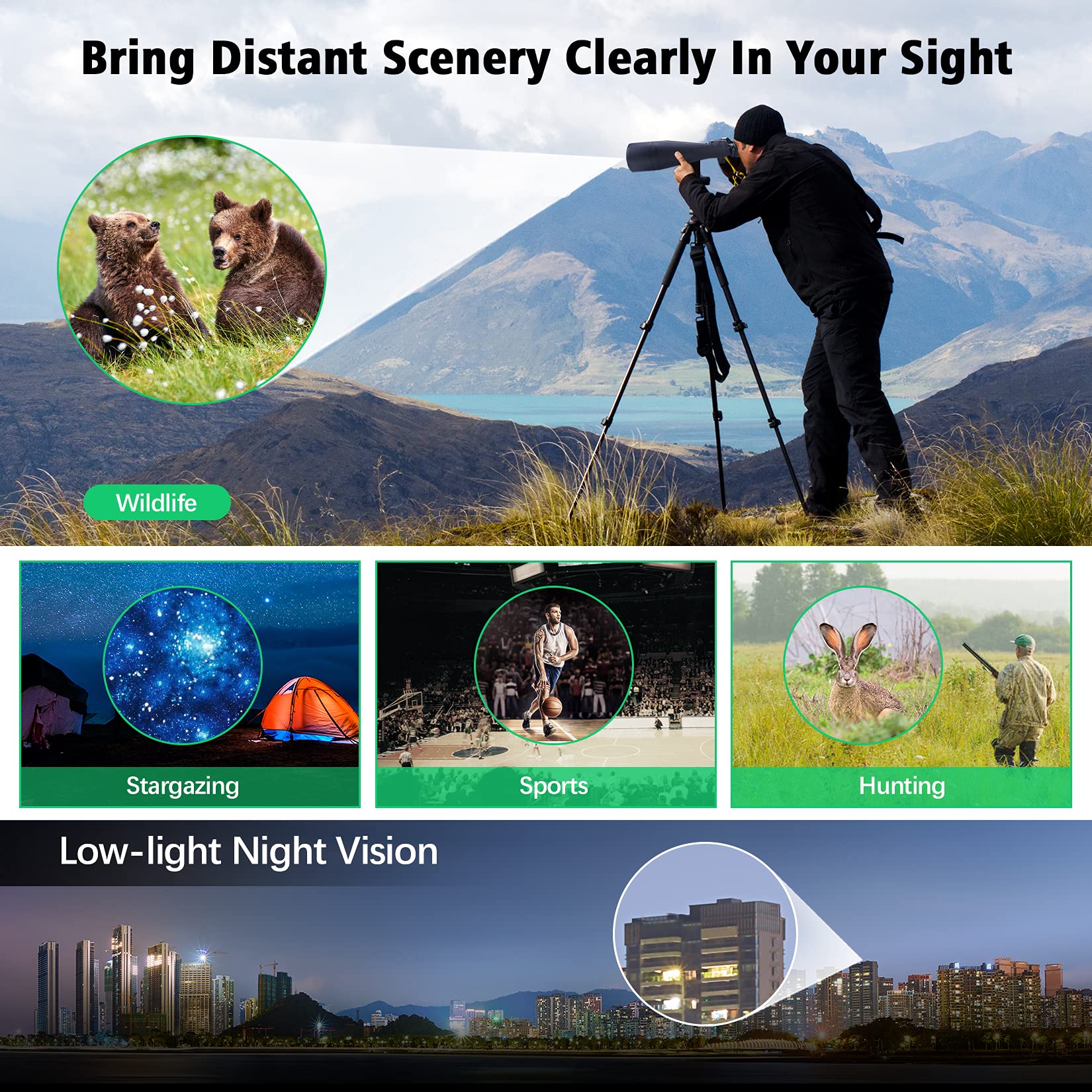 High Power Binoculars For Adults 30-260X80 Loncrange Binoculars Stargazing Telescope For Birdwatching Hunting Travel Football Ga