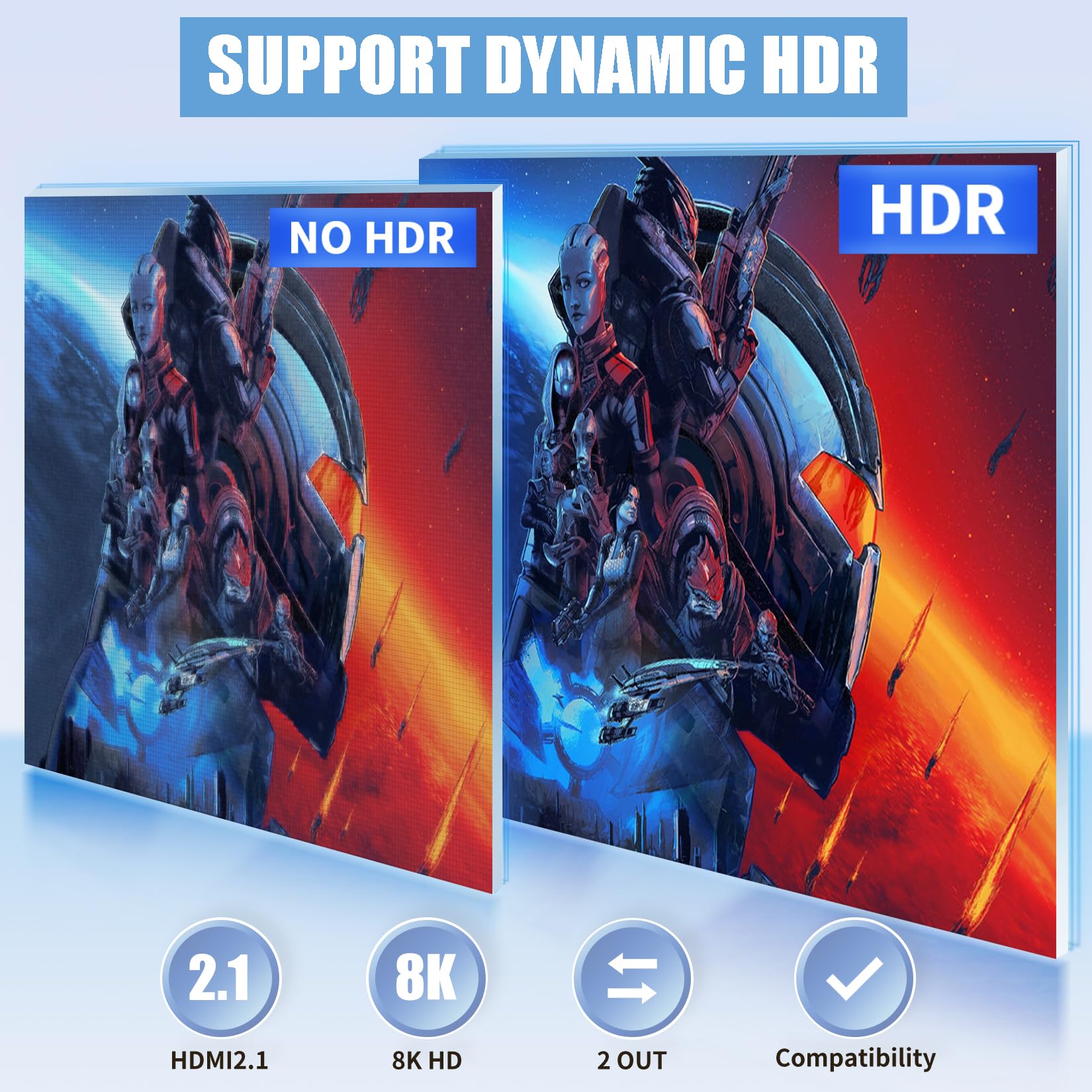 Lukfocab 2X2 Hdmi Switch Splitter, Hdmi 2.1 Switcher 2 In 2 Out 8K@60Hz 4K@120Hz, W/Ir Remote Control, Supports Hdcp 2.3 Hdr, Hd