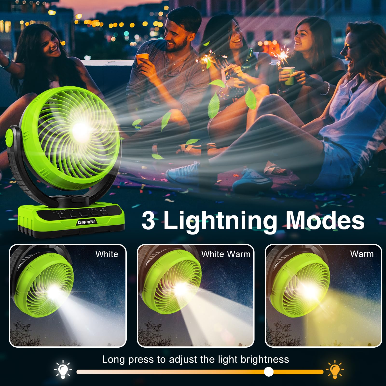 Camping Fan 40000Mah Rechargeable Tent Fans For Camping Hanging High Velocity Floor Fan Auto Oscillation Remote Control Timer Co