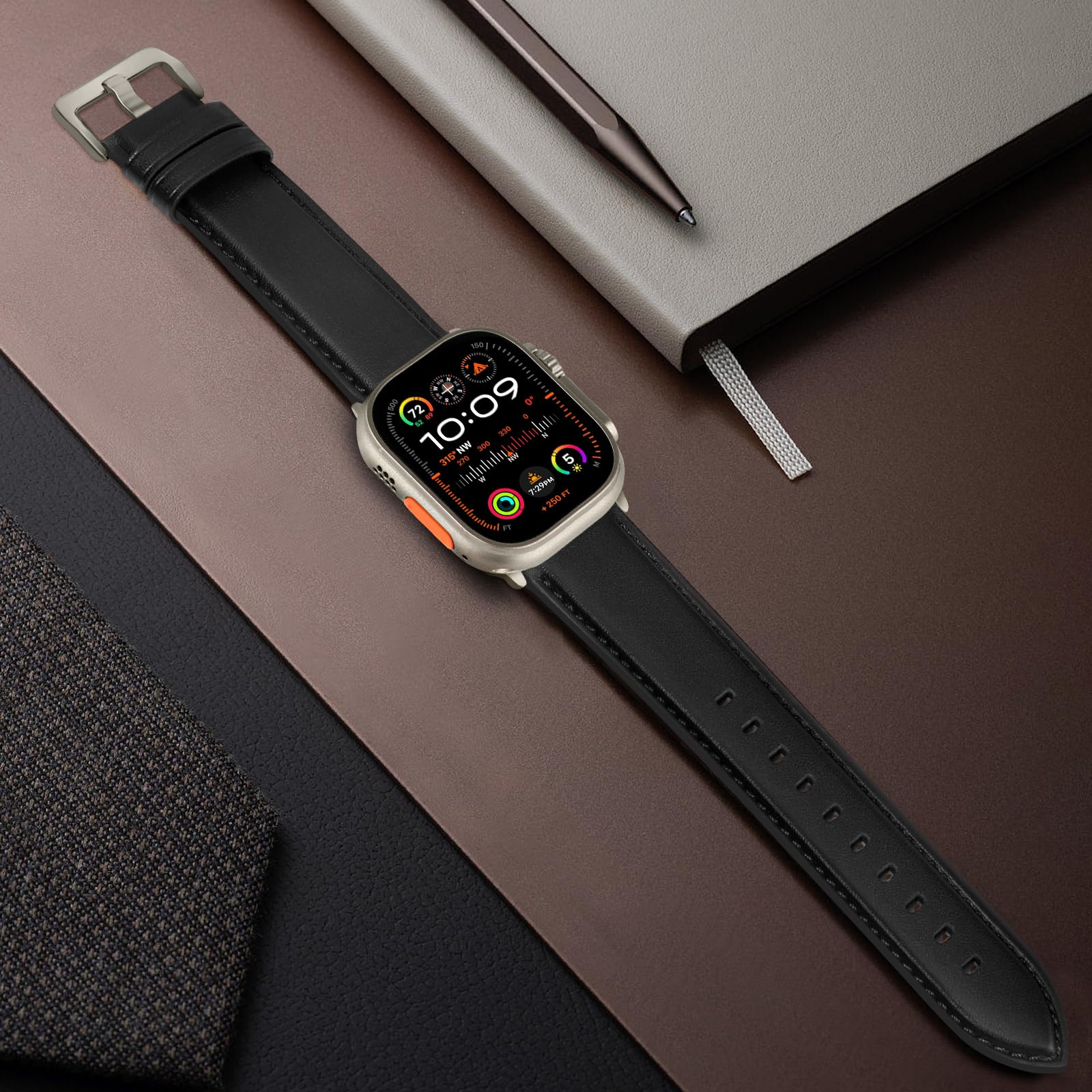 Loirnbr Compatible With Apple Watch Ultra 2/Ultra Band 49Mm 45Mm 44Mm 42Mm, Men Women Genuine Leather Band Replacement Strap For