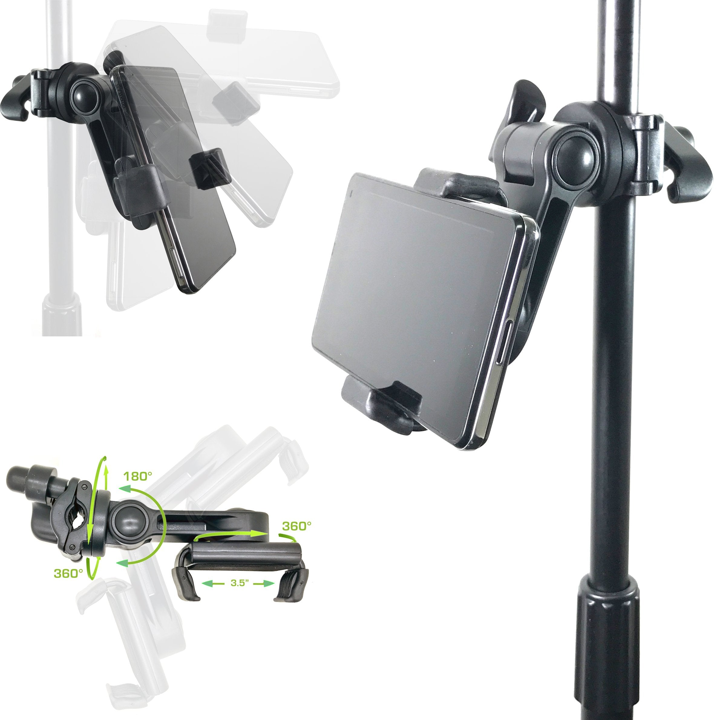 Accessory Basics Music Boom Mic Microphone Stand Smartphone Mount W/360� Swivel Adjust Holder For All Smartphones Up To 3.75 Inches Wide (Zoom Video Compatible)