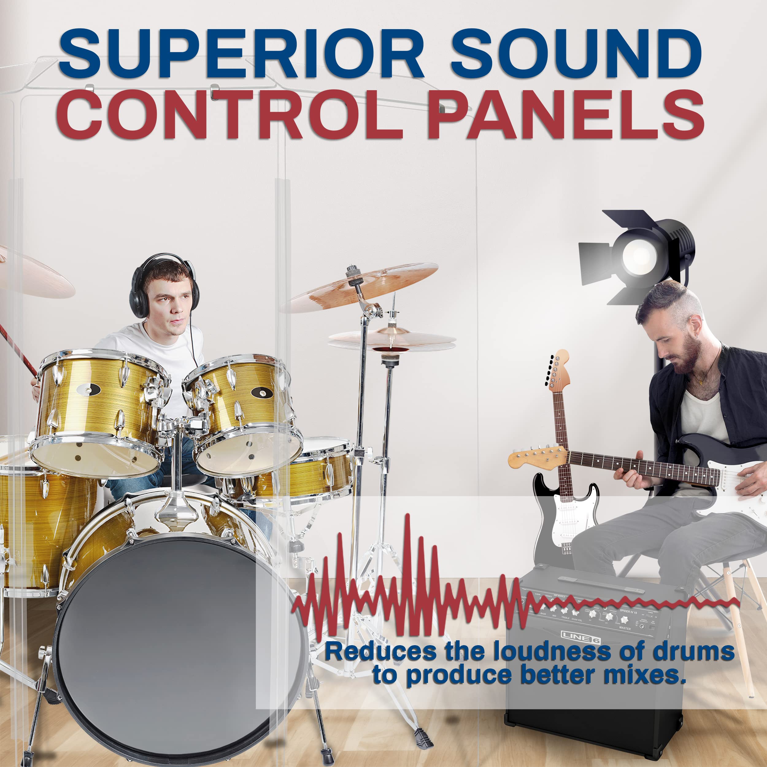 Pennzoni Drum Shield 6Ft W/Deflectors & Plastic Hinges, Comes W/ 4 Drum Panels, Plastic Hinges & Deflector Connectors, Premium C