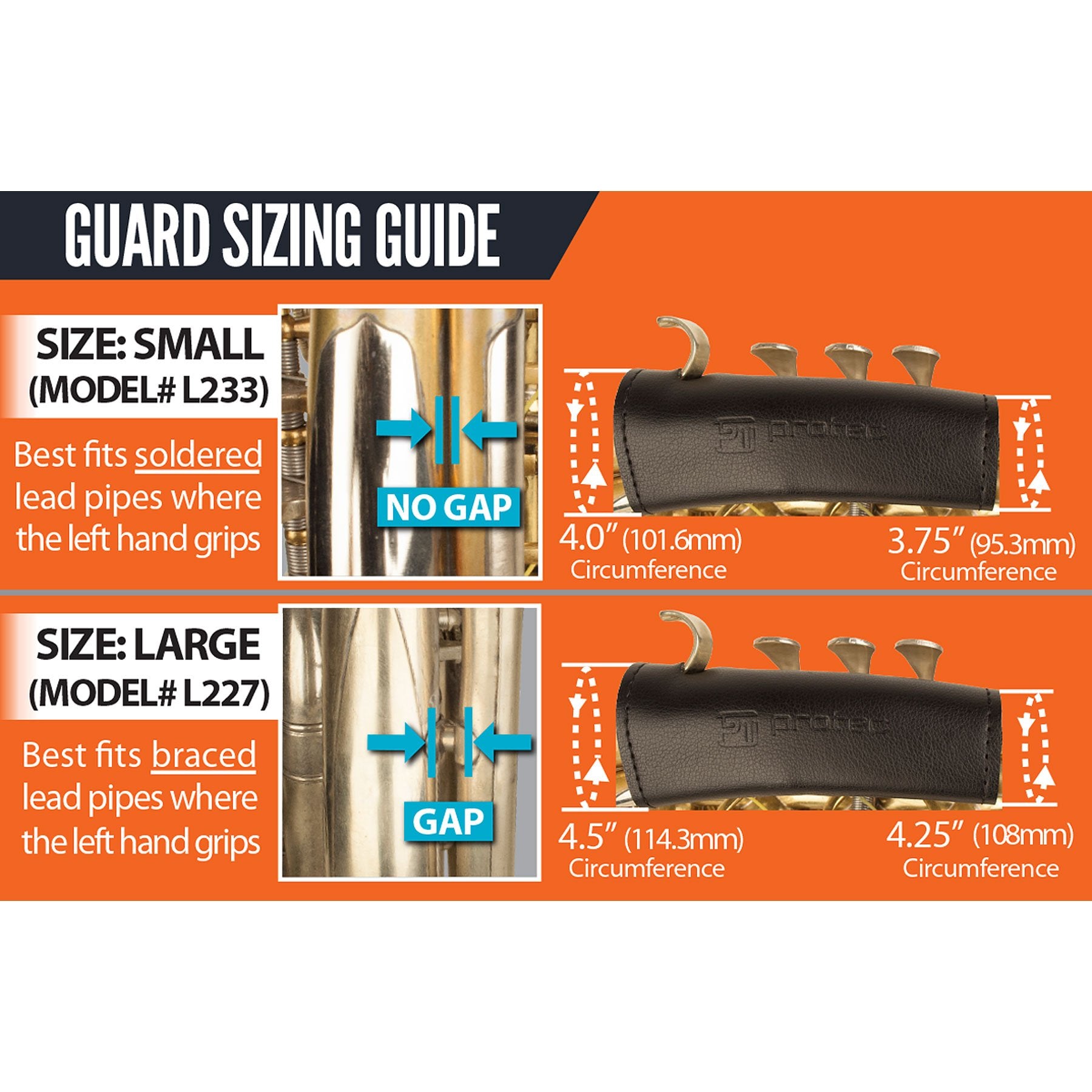 Protec French Horn Hand Guard, Larger, Model L227,Black