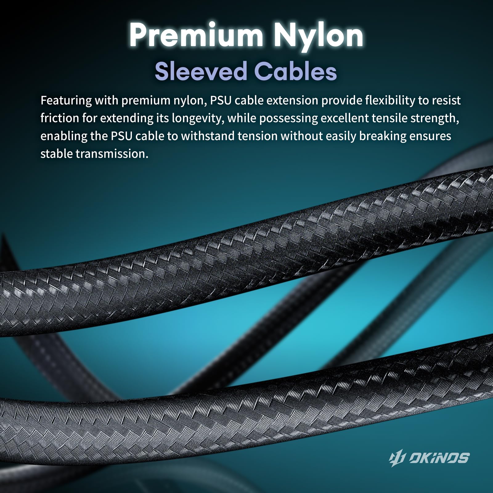 Okinos 16Awg Psu Cable Extension, Soft Braided Cable Extension Pc, 1X24Pin Atx / 1X8Pin(4+4) Eps / 2X8Pin(6+2) Pci E Psu Extensi