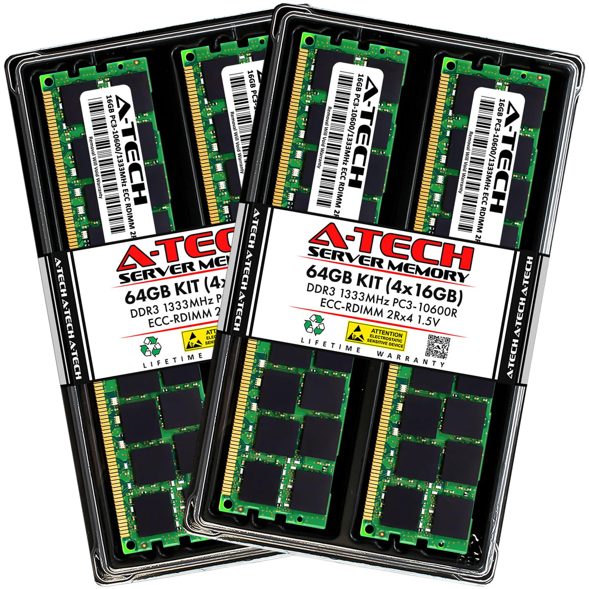 A Tech 64Gb Kit (4X16Gb) Ddr3 1333Mhz Pc3 10600R Ecc Rdimm 2Rx4 Dual Rank 1.5V Ecc Registered Dimm 240 Pin Server Ram Memory Upg