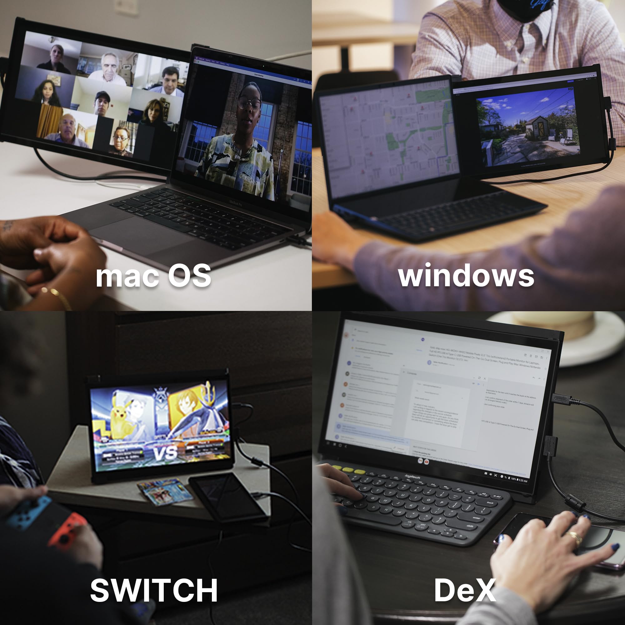 Portable Monitor For Laptops, New Mobile Pixels Duex Plus Ds 13.3 Full Hd Ips Dual Laptop Monitor, Usb C/Hdmi Plug And Play Lapt