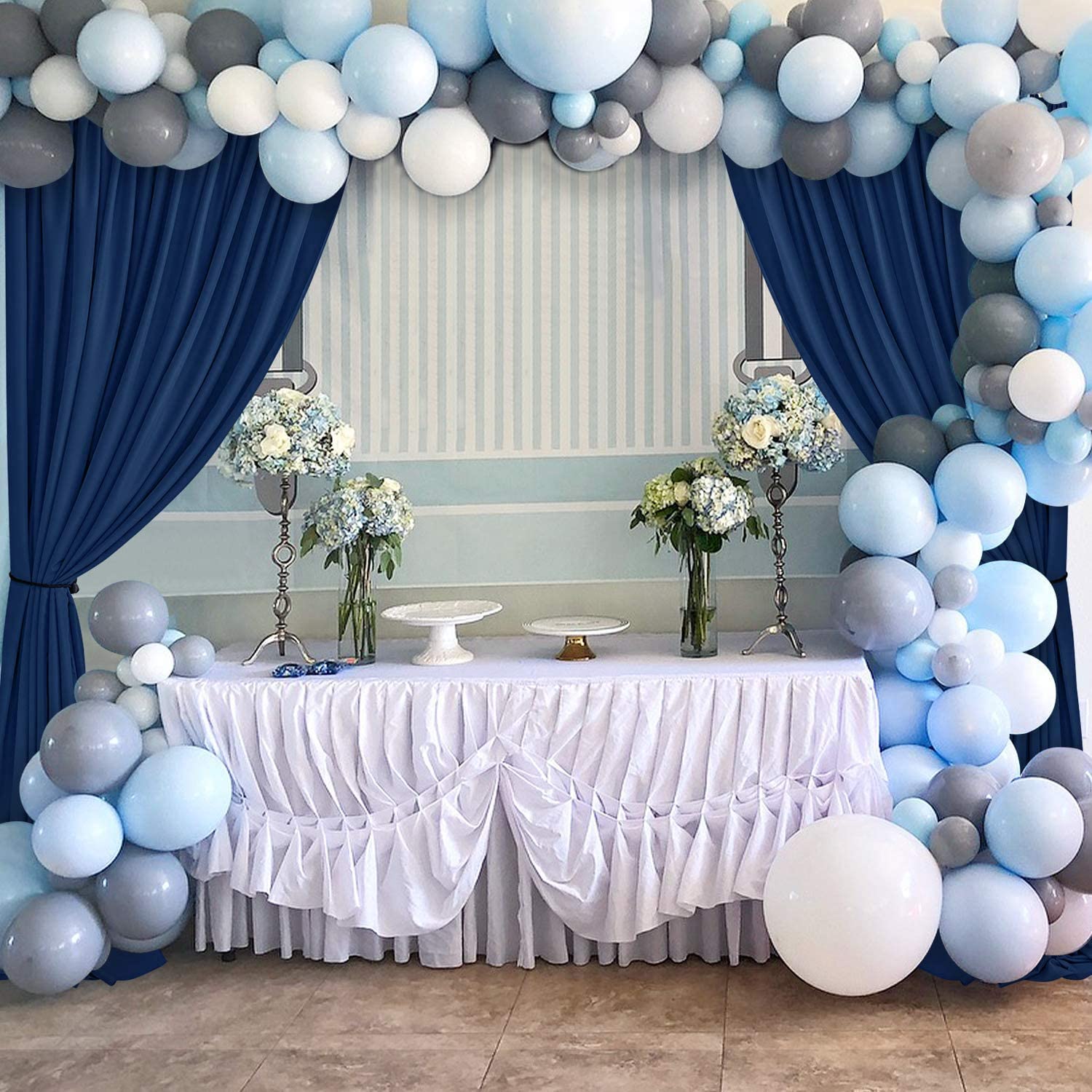 Hiasan Navy Blue Backdrop Curtains For Parties, Polyester Photography Backdrop Drapes For Family Gatherings, Wedding Decorations
