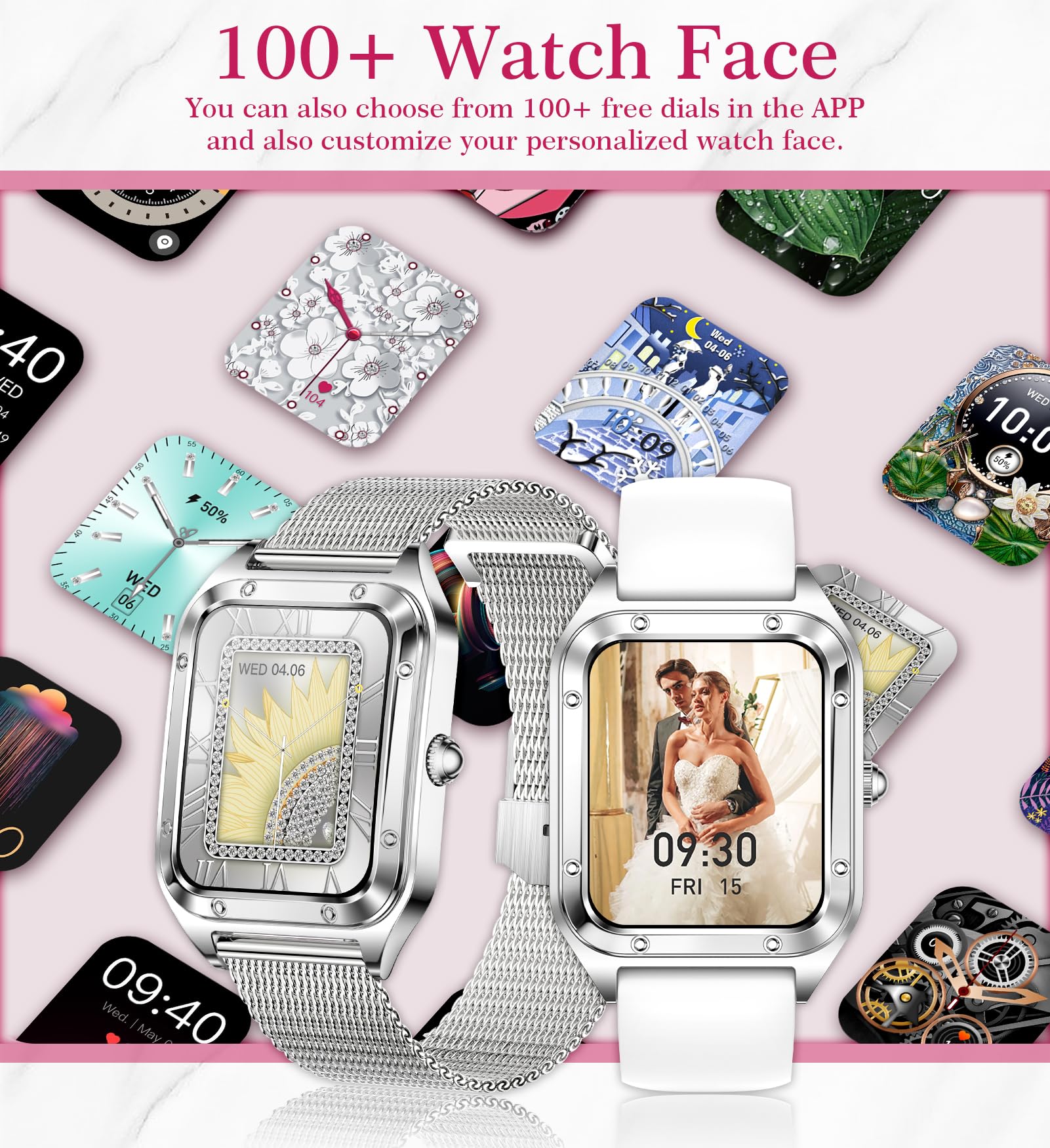 Smart Watch For Women(Call Answer/Dial), 1.6'' Touch Screen Smartwatch For Android Iphone Compatible, Waterproof Fitness Tracker