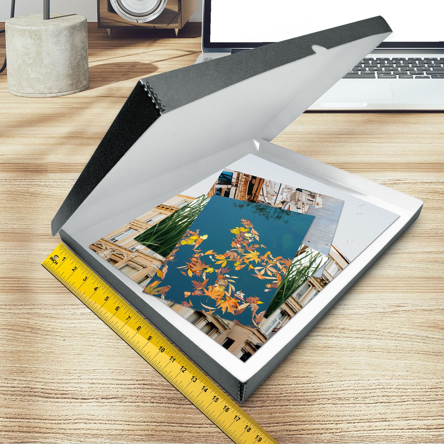 Golden State Art, Archival Folio Storage Box 16X20, Clamshell Design With Metal Edge, Preserve And Store Photos Documents Cards Prints Arts And Crafts Diy, Gray