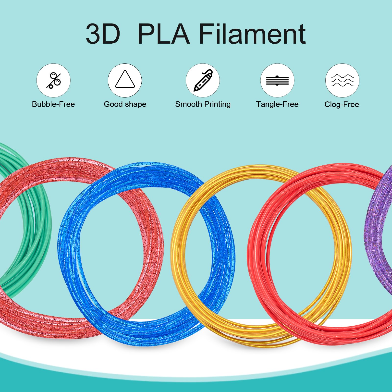 Kretrum 3D Pen Filament Refills 12 Colors 1.75Mm Pla 3D Doodler Pen Filament Refills Compatible With Mynt3D Scrib3D Pika3D 3D Pe