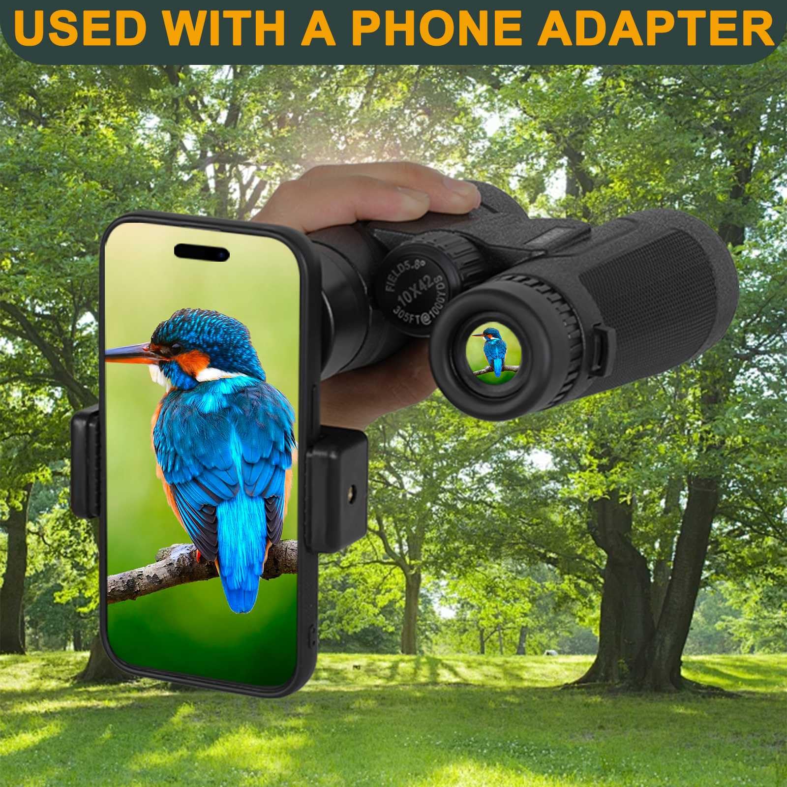 10X42 High Powered Compact Binoculars For Adults Kids   Low Light Night Vision Binoculars, Bird Watching Hunting Travel With Pho