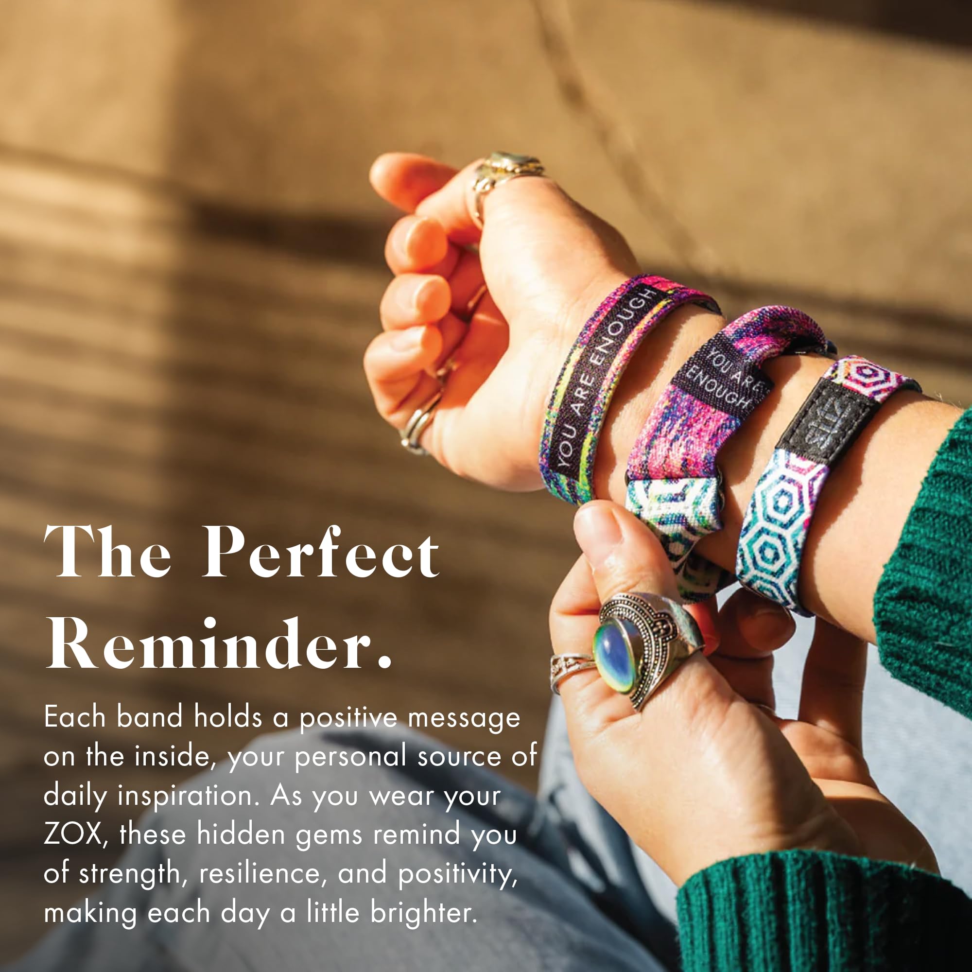 Zox Android Smart Watch Band - You Are Enough | Soft, Adjustable Elastic Band With Motivational Affirmations And Beautiful Artwo